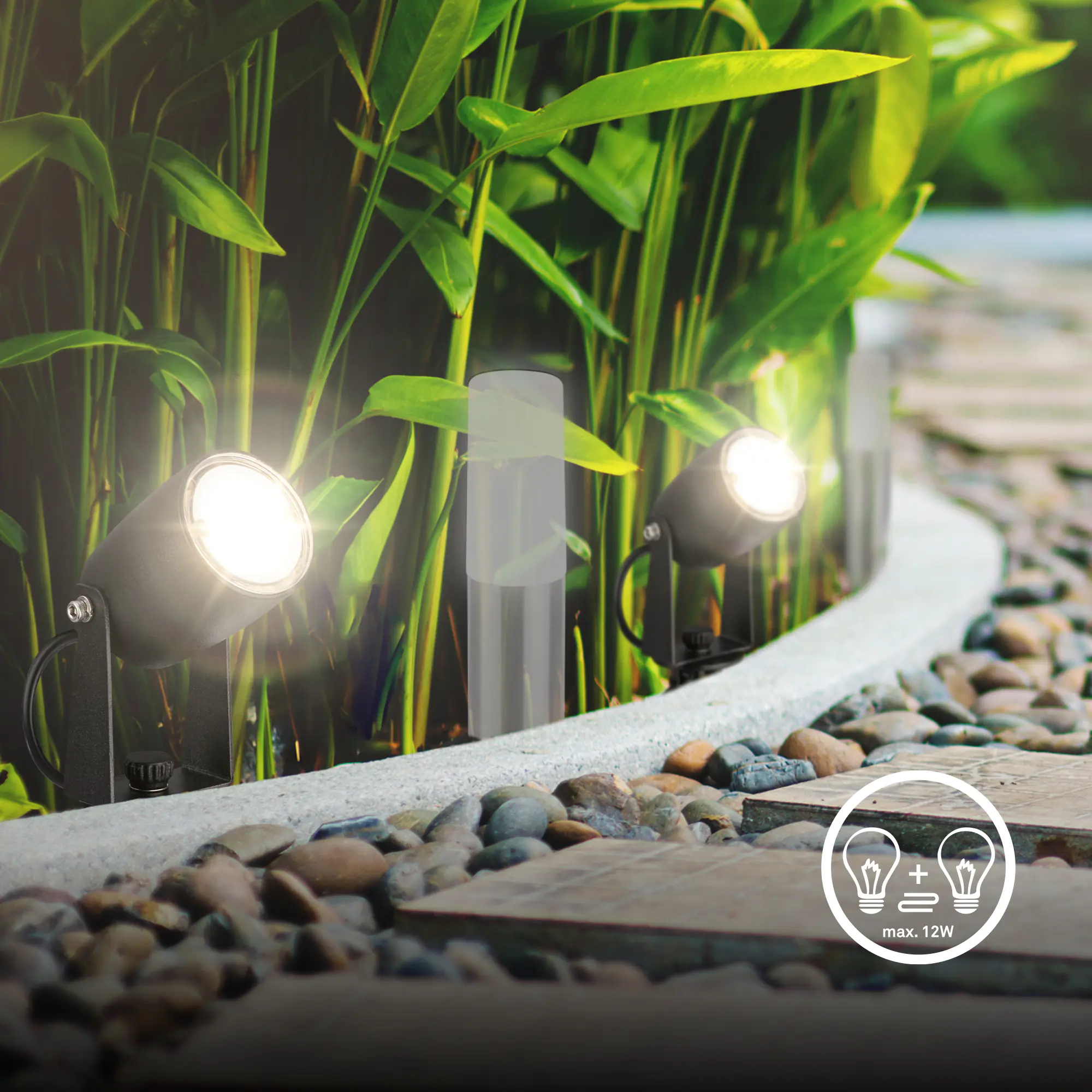 Briloner LED Außen-Bodenstrahler Connect to Shine 3er Starterset 6W warmweiß