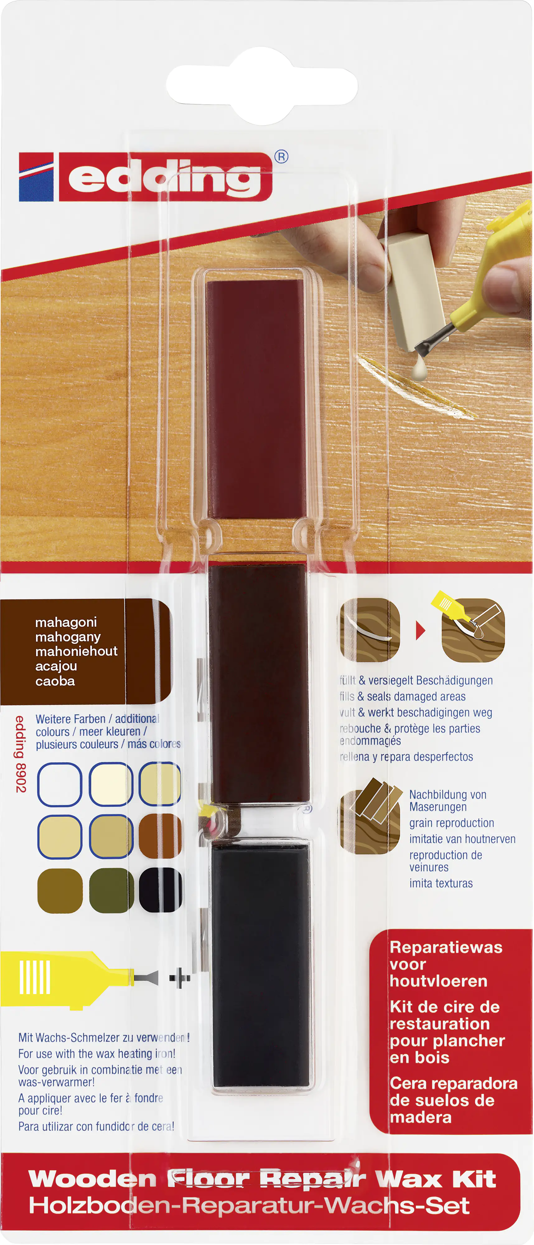 Edding Holzboden-Reparaturwachs-Set 8902 mahagoni