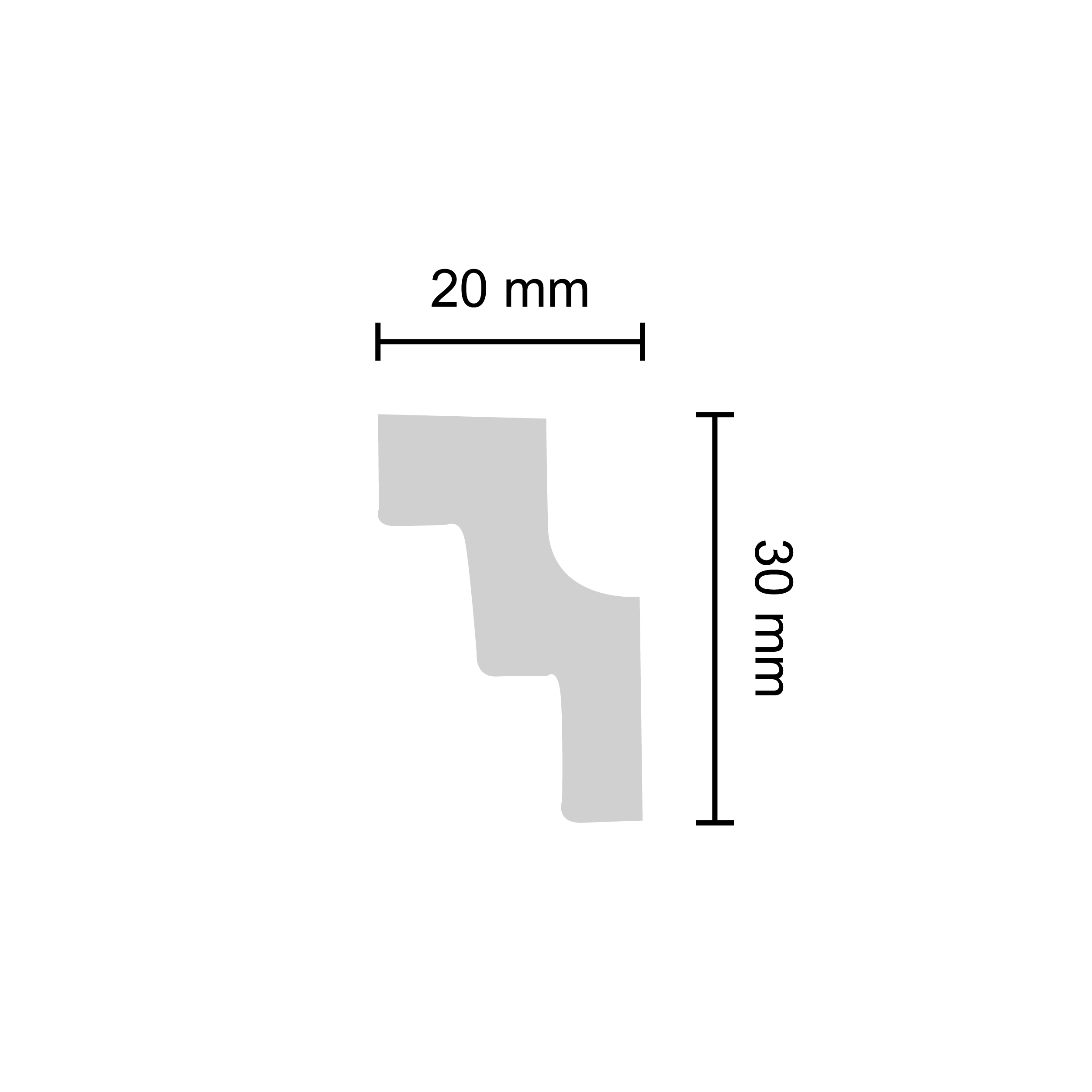 Decosa Deckenleiste K30, 1,5 m x 20 mm x 30 mm