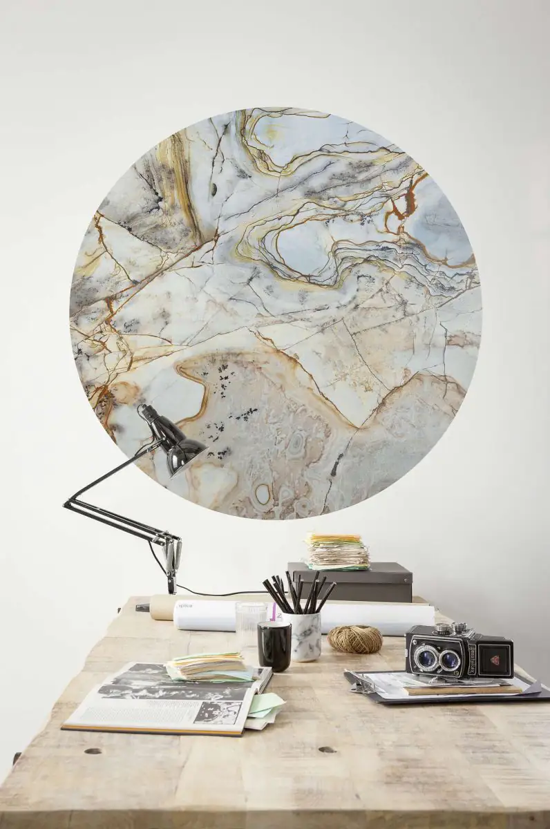Komar Vlies Fototapete Dot Marble Sphere Ø 125 cm, selbstklebend