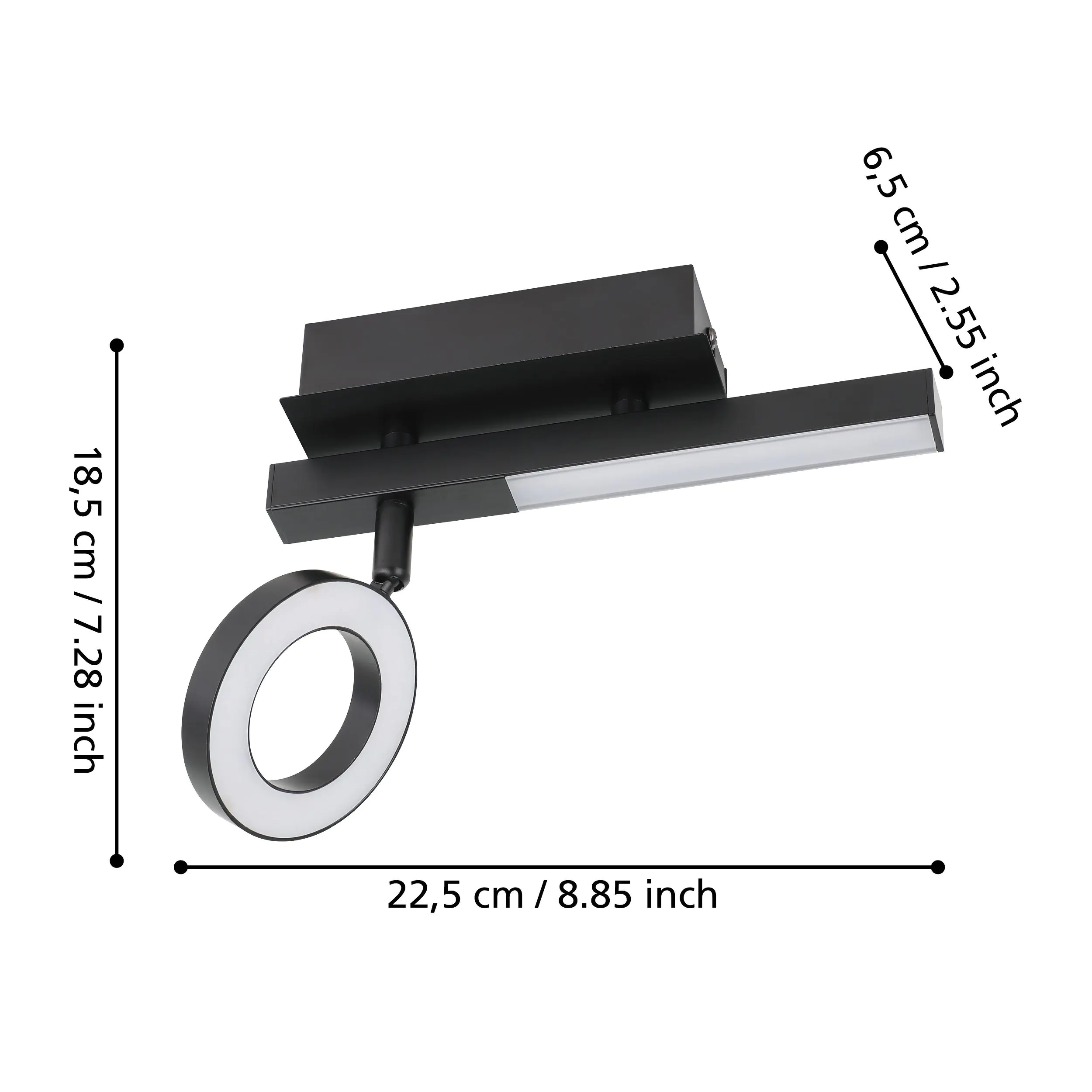 Eglo LED Spot Cardillo 2 schwarz 22,5 x 6,5 cm 