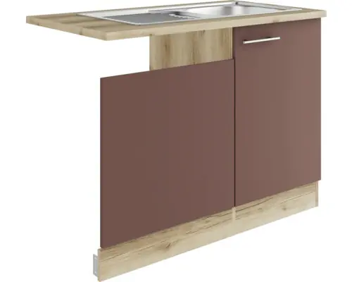 Optifit Spüle mit Unterschrank-Set Bari 407 rostrot/eiche 110 cm