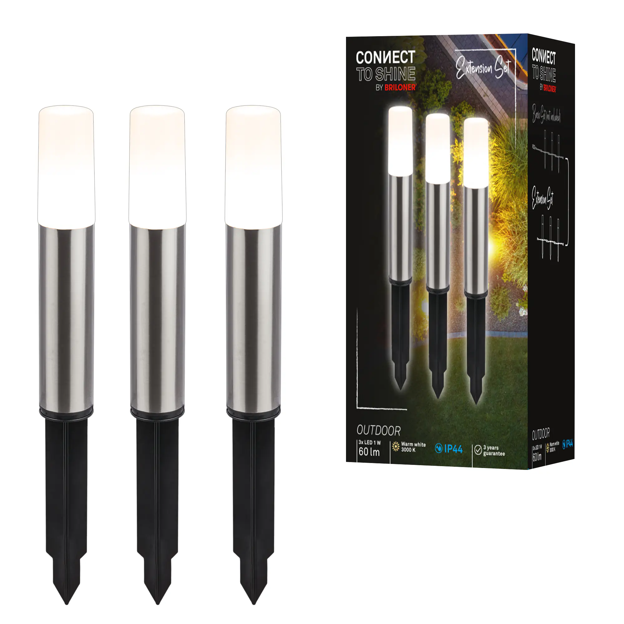 Briloner LED Außen-Bodenstrahler Junca Connect to Shine 3er Ergänzungset 3W warmweiß