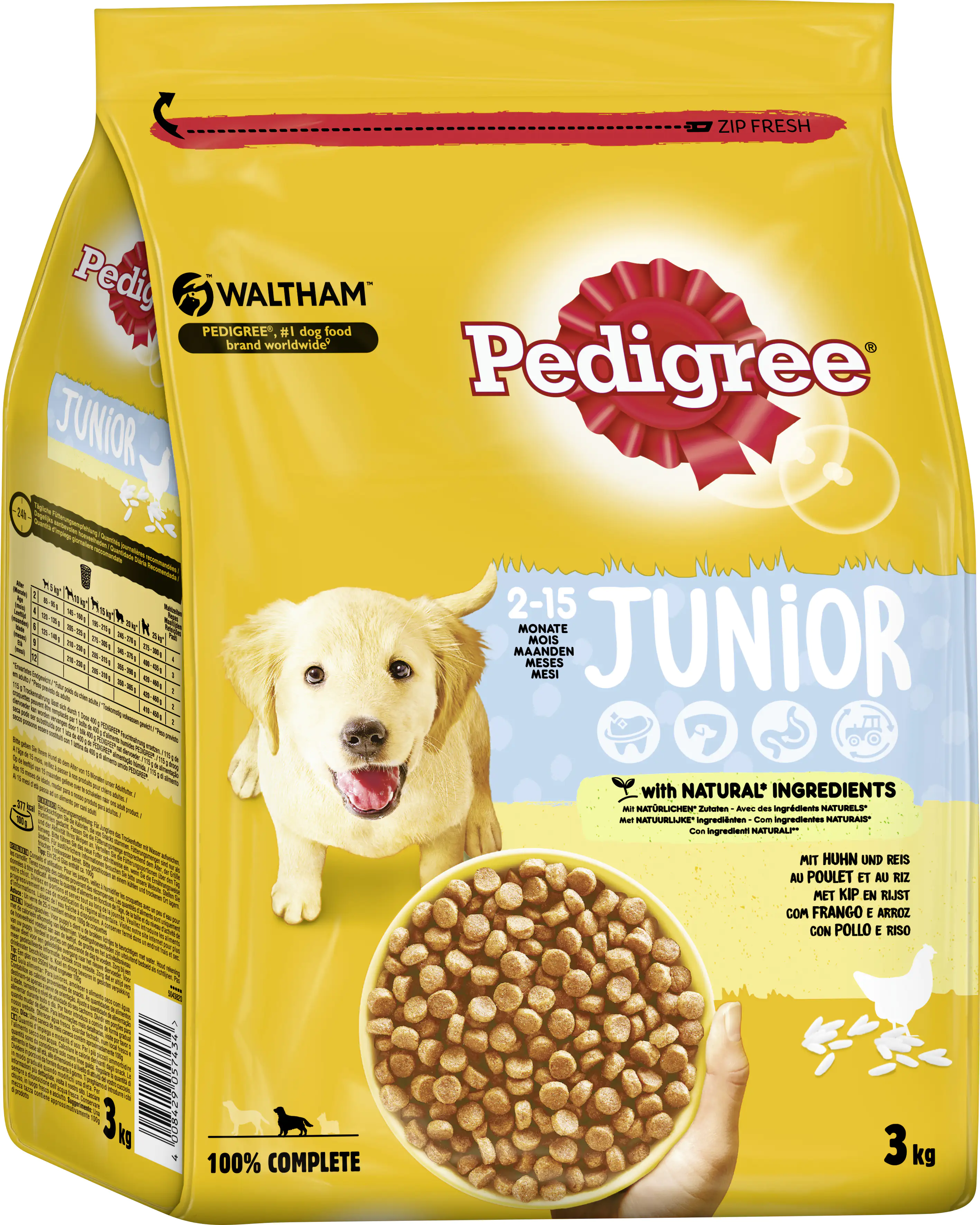 Pedigree Vital Protection Hundetrockenfutter Junior Medium 3 kg Huhn & Reis