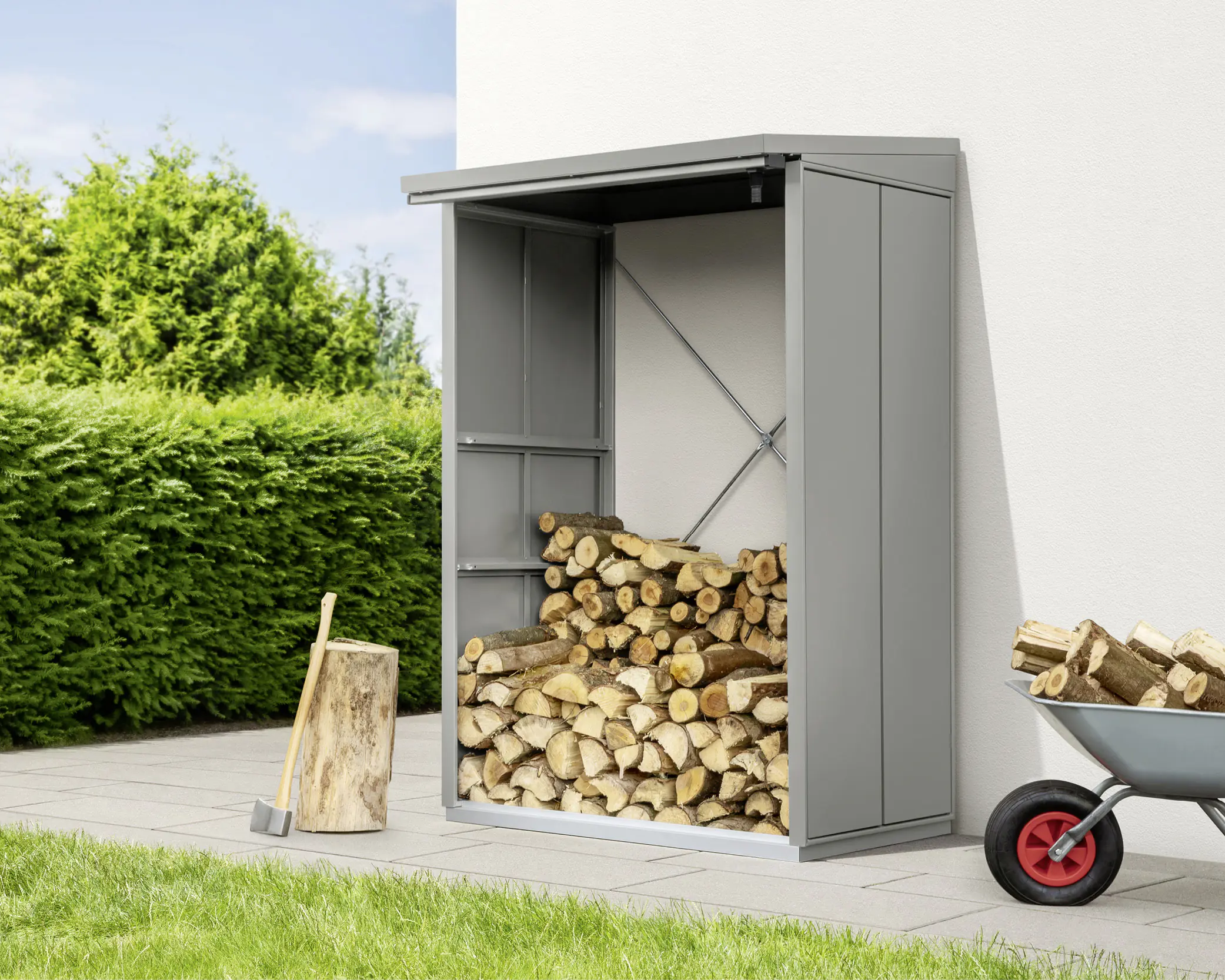 Ecostar Kaminholzregal Elegant-V Typ 1, graualuminium, mit Verstrebung
