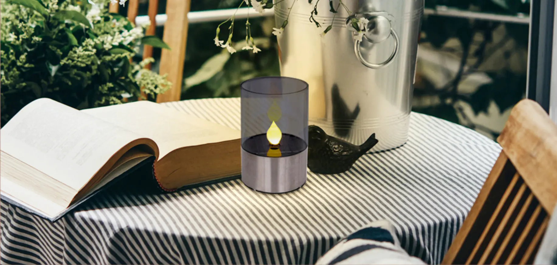 LED Solarleuchte Kerze mit Dämmerungssensor Rauchglas 12 cm - 3er Set