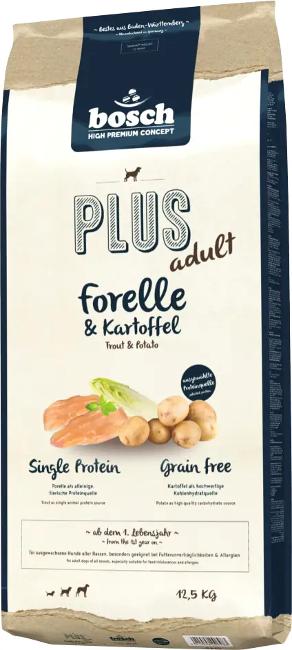 Bosch Plus Hundetrockenfutter Adult 12,5 kg Forelle & Kartoffel