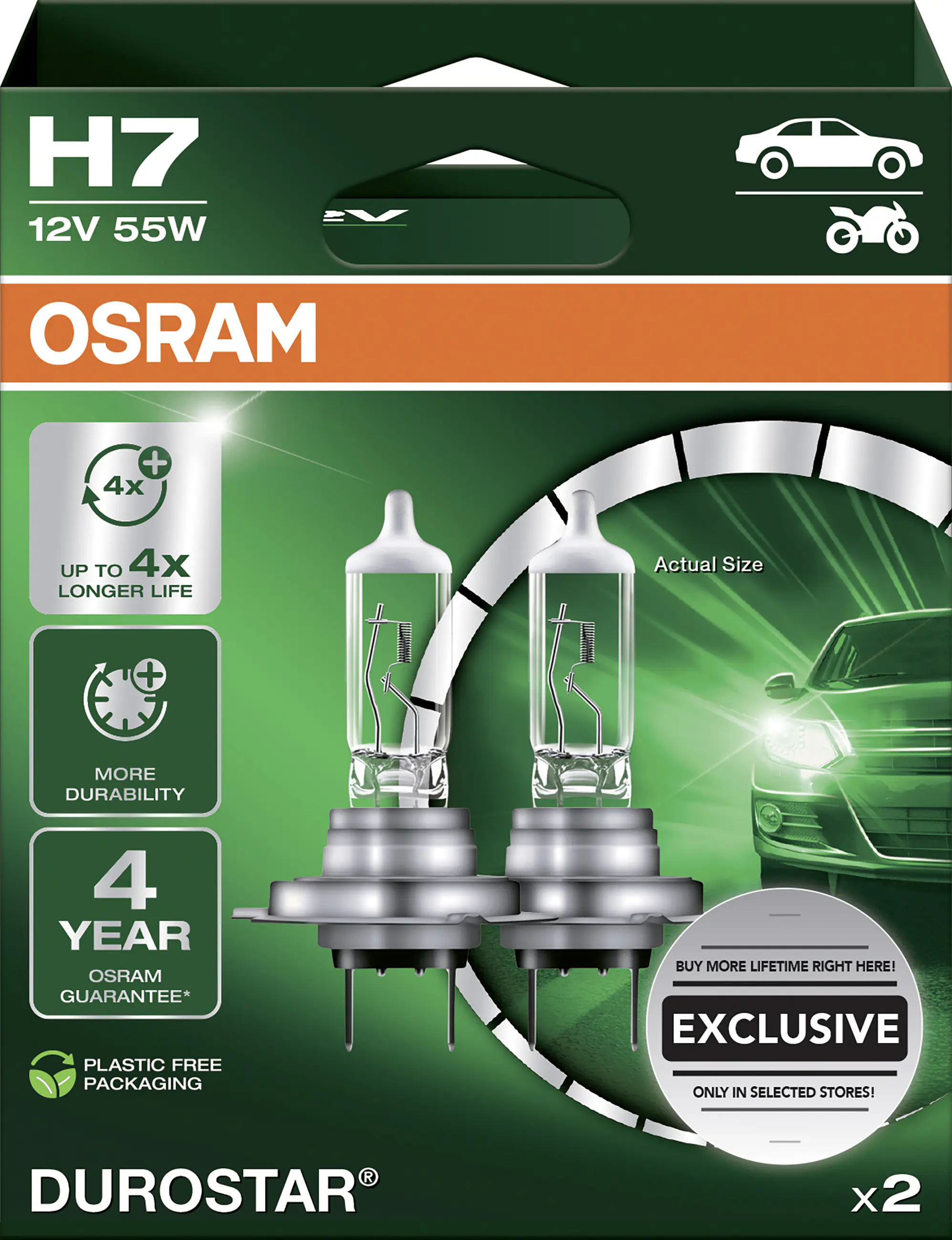 Osram Scheinwerferlampe H7 Durostar 2.0 2 Stück