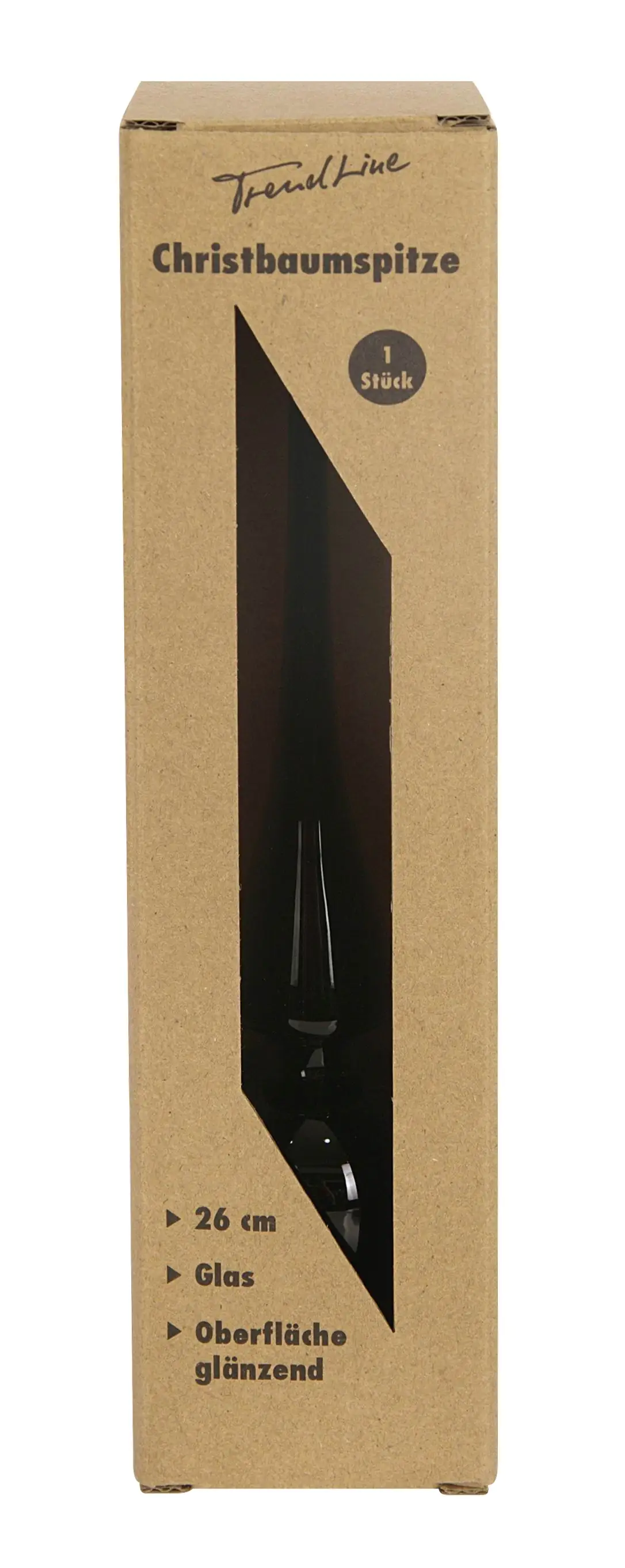 TrendLine Christbaumspitze aus Glas 26 cm schwarz glanz
