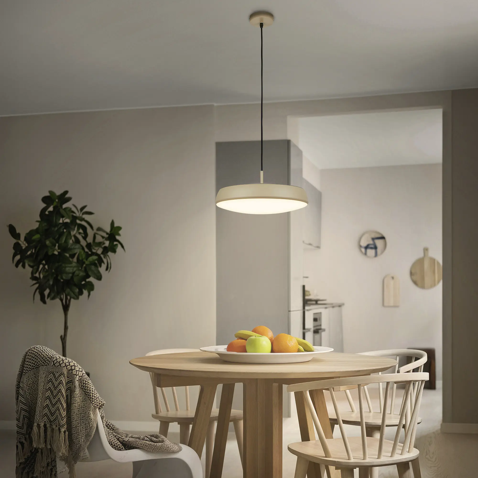 Briloner LED-Pendelleuchte Nala Ø 35 cm beige warmweiß