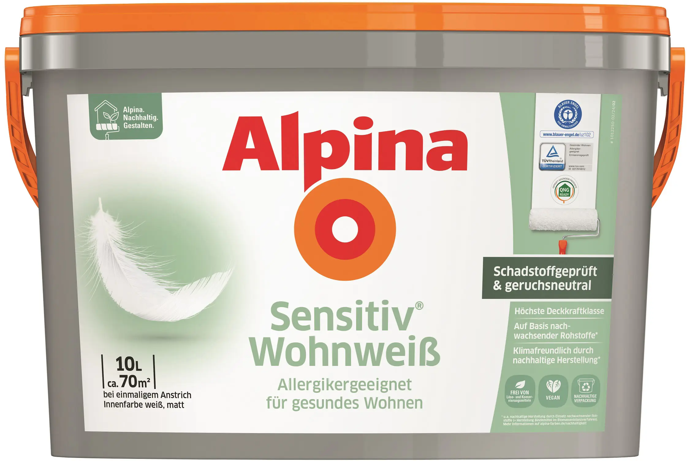 Alpina Sensitiv Wohnweiß Wandfarbe 10 L 