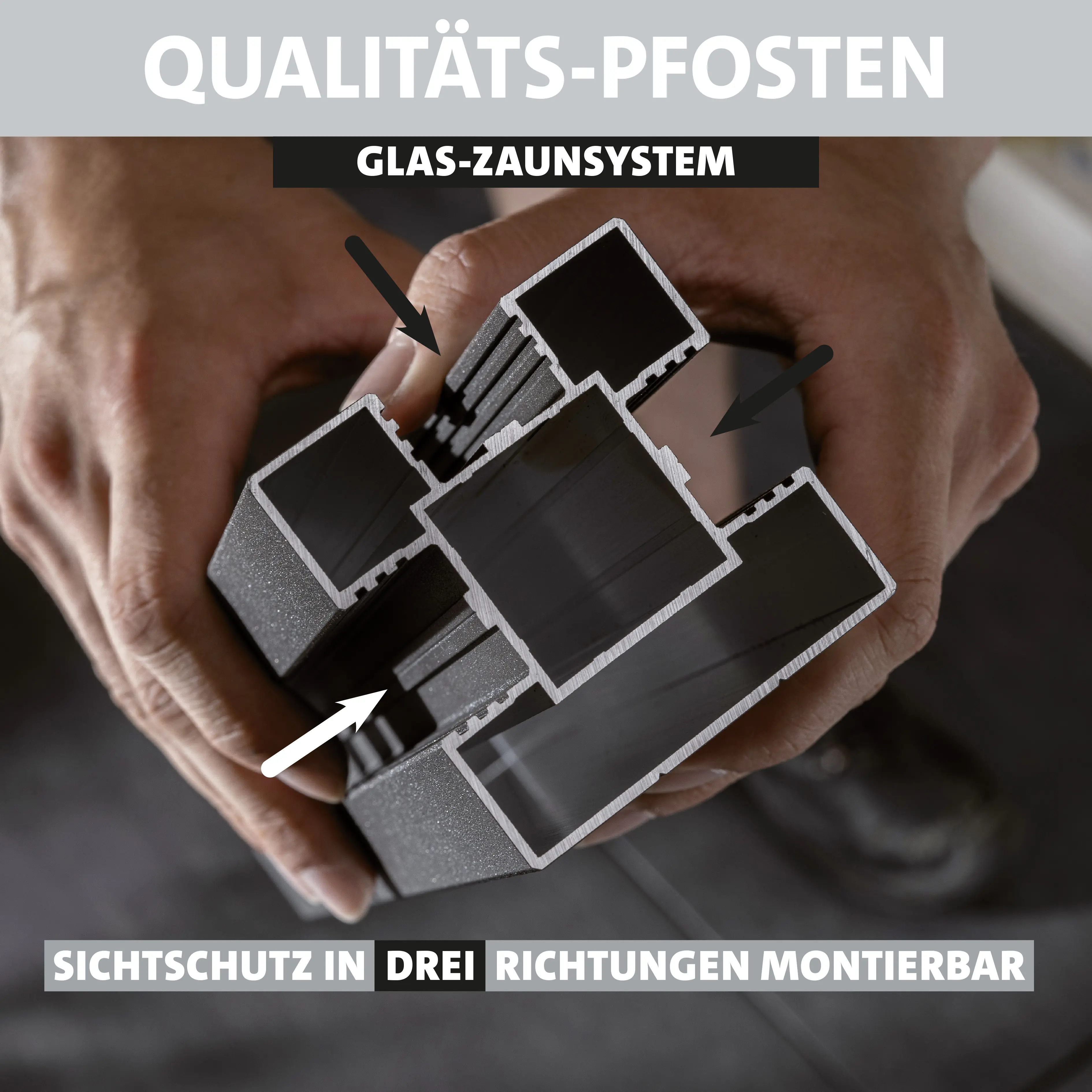 Ambiente Glaszaun Erweiterungsset Klarglas 187 x 55,7 cm grau