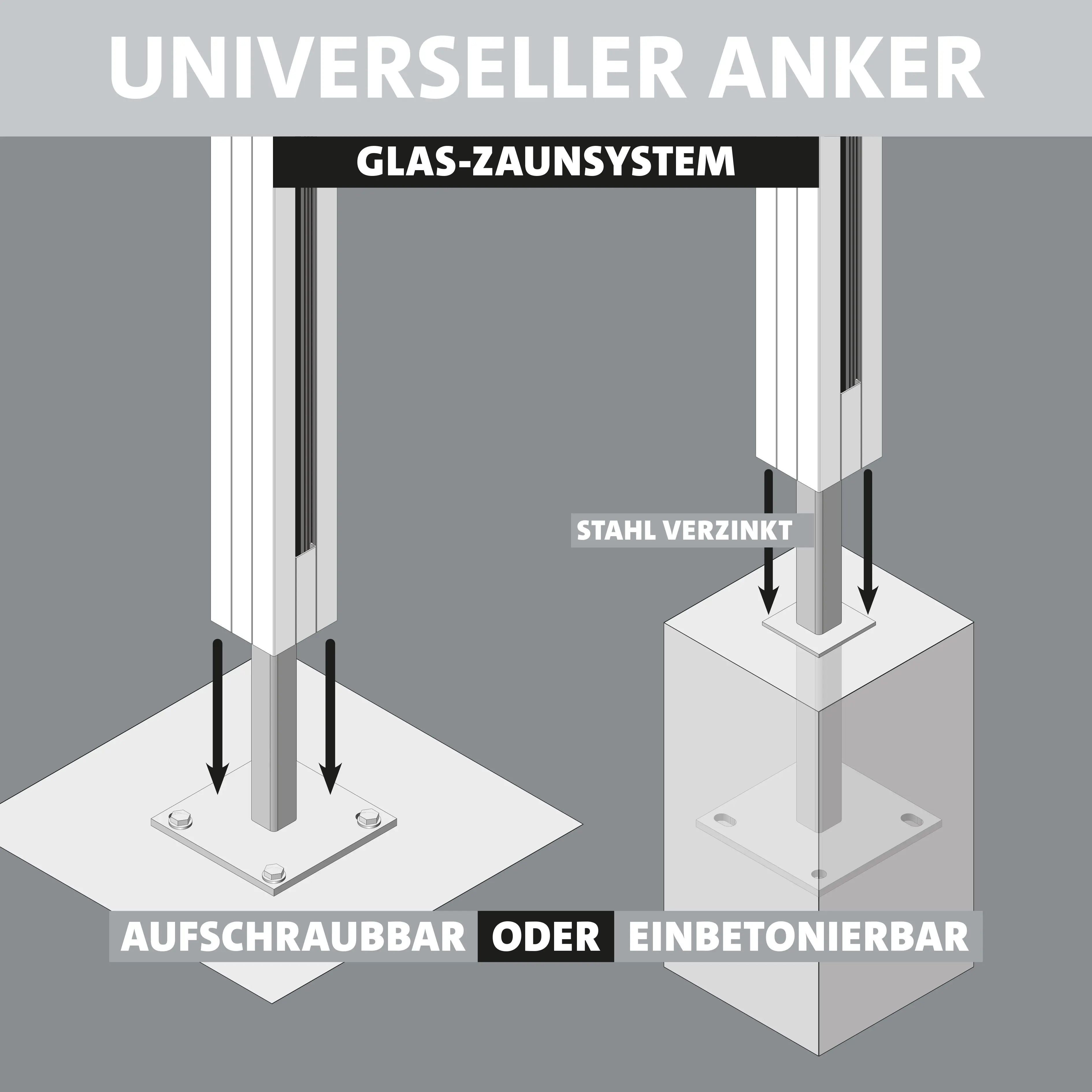Ambiente Glaszaun Erweiterungsset Klarglas 187 x 55,7 cm weiß