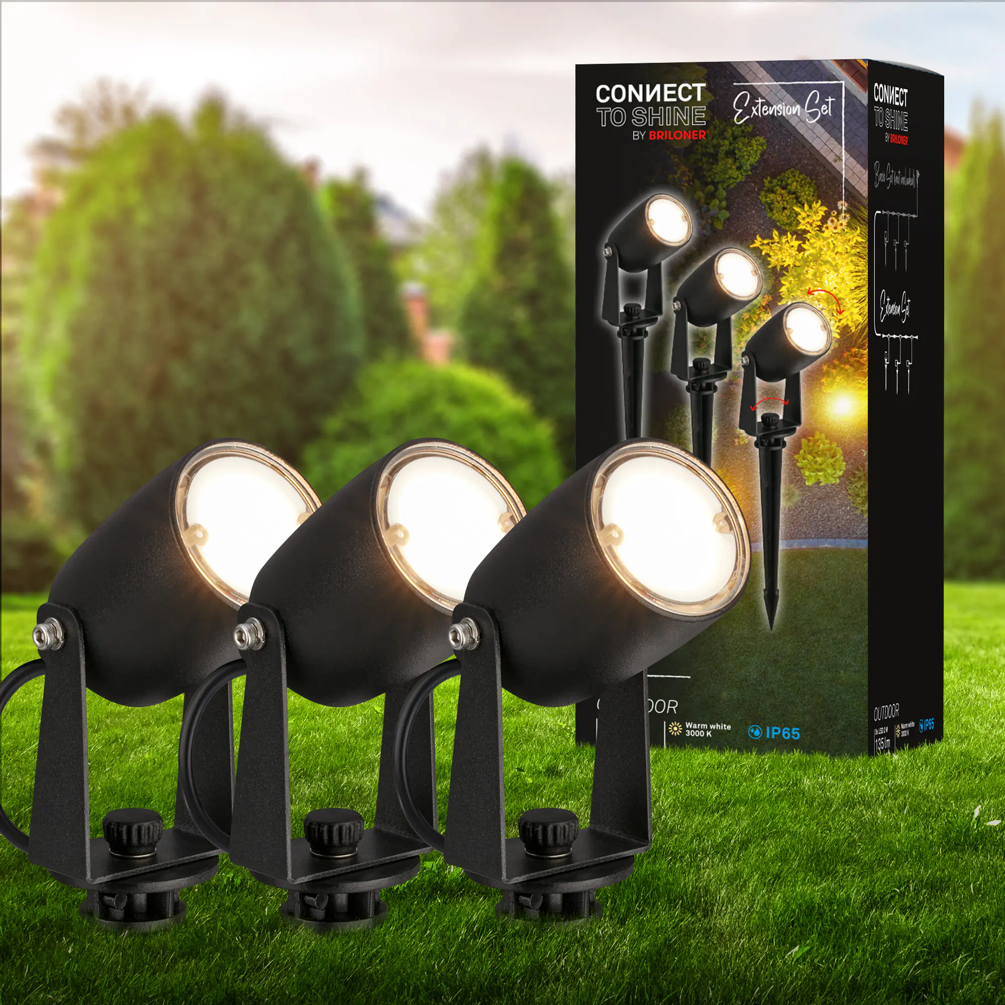 Briloner LED Wegeleuchte Iris Connect to Shine 3er Erweiterungsset 3x2W warmweiß