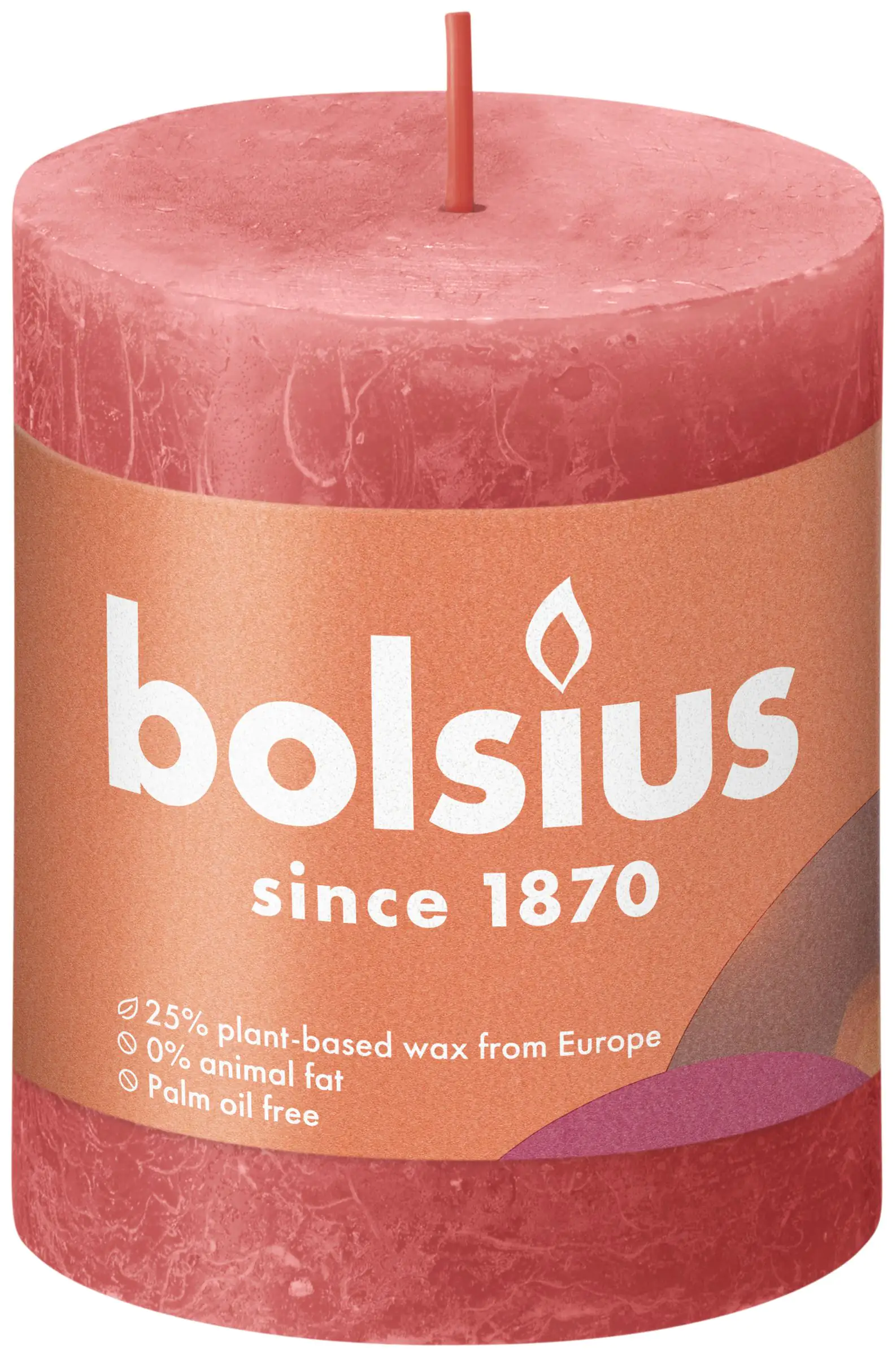 Bolsius Rustik Stumpenkerze rosa blüte, Höhe: 8 cm, Ø 6,8 cm