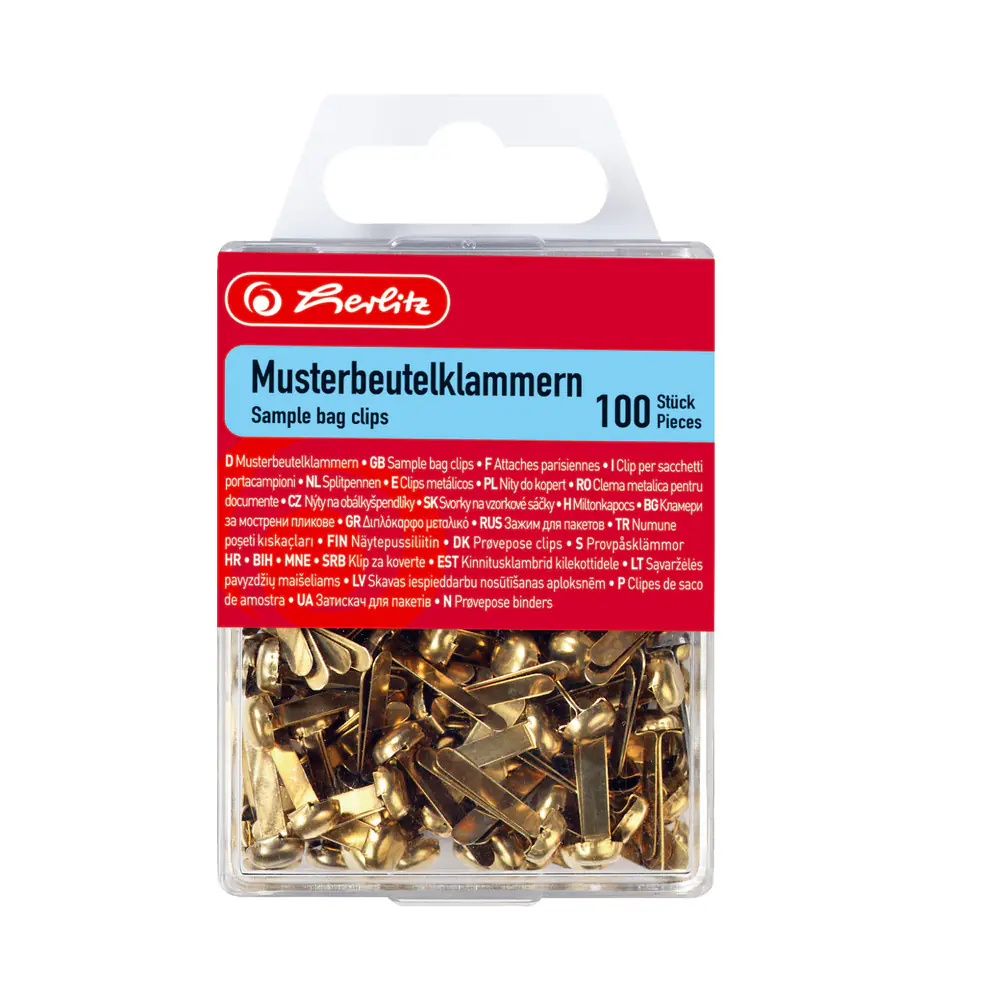 herlitz Musterbeutelklammer Metall messing 100 Stück