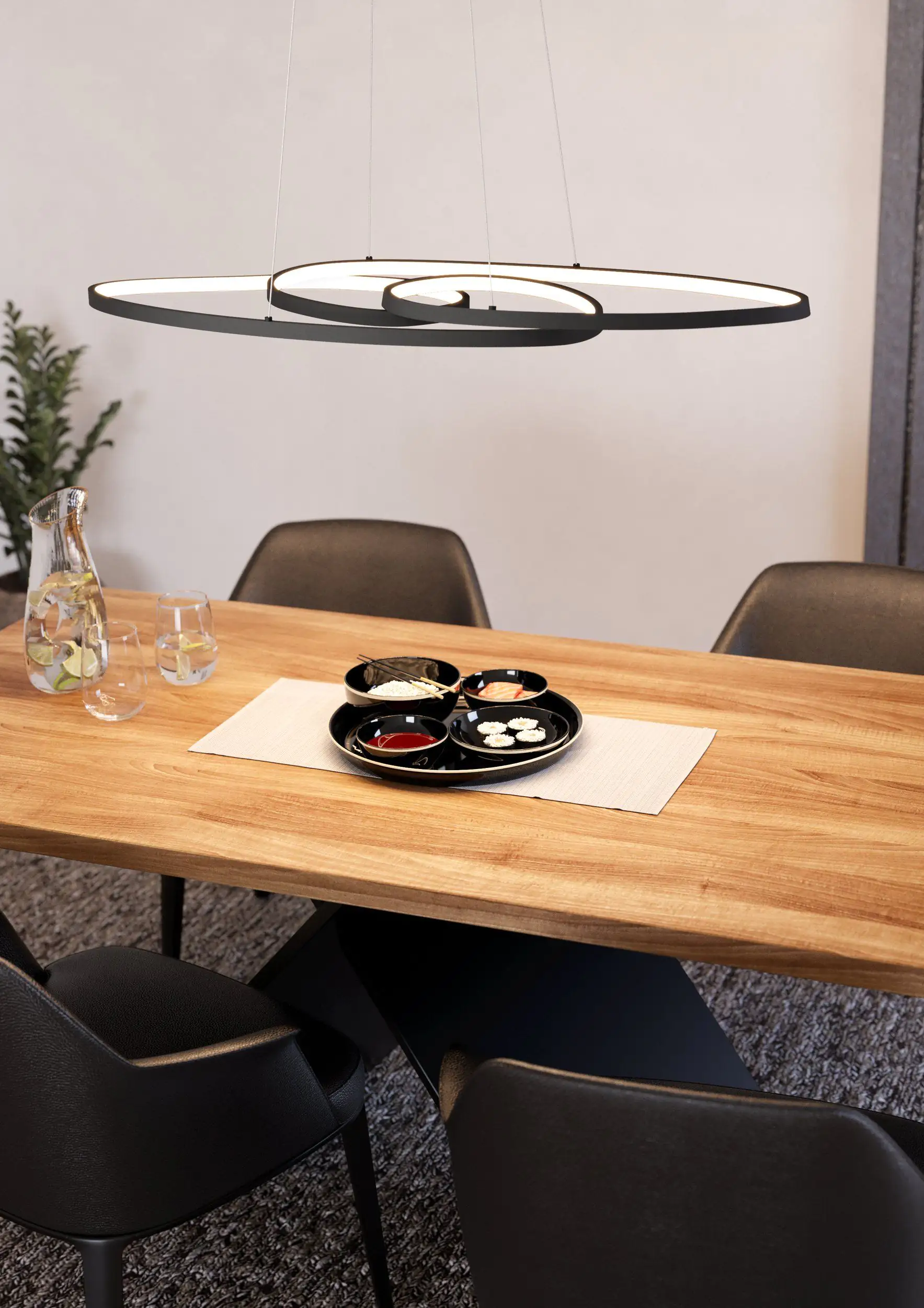 Eglo LED Pendelleuchte Gianella schwarz weiß 100 x 36 x 120 cm