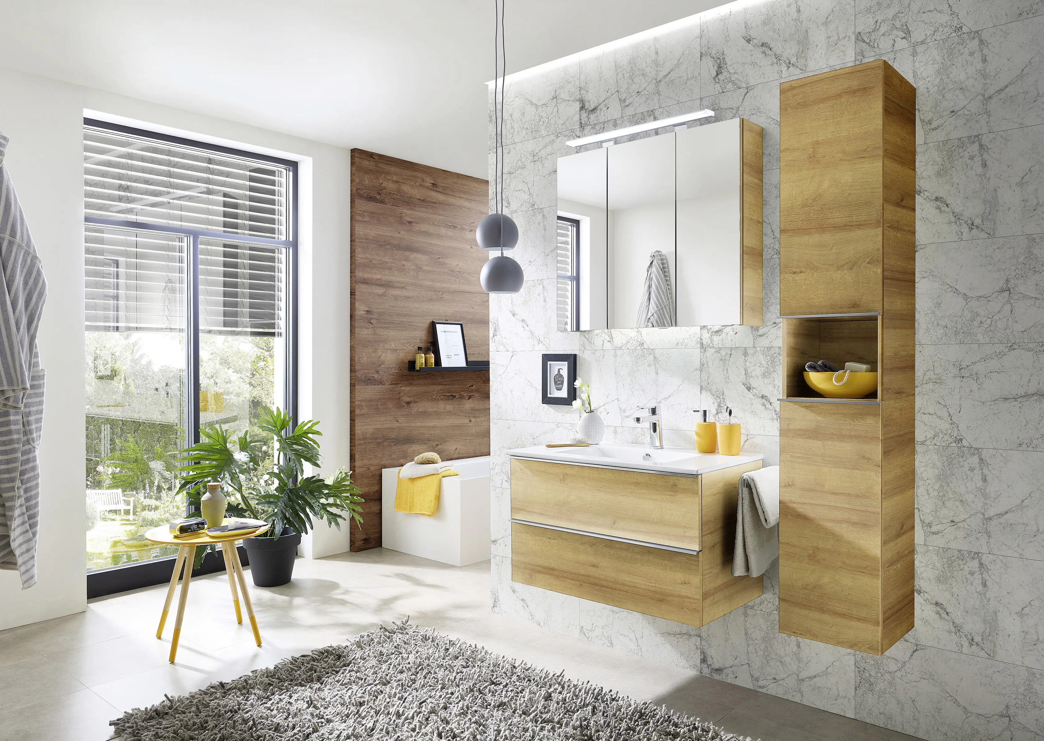 Primaster Bad-Set Düsseldorf riviera 81 cm LED-Leuchten, Keramikwaschtisch