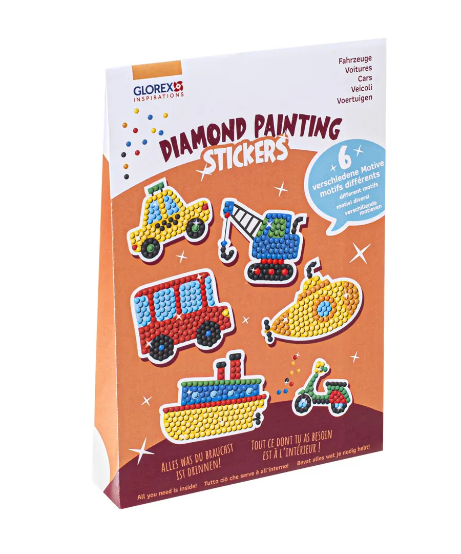 Glorex Diamond Painting Stickers Fahrzeuge 6 Motive