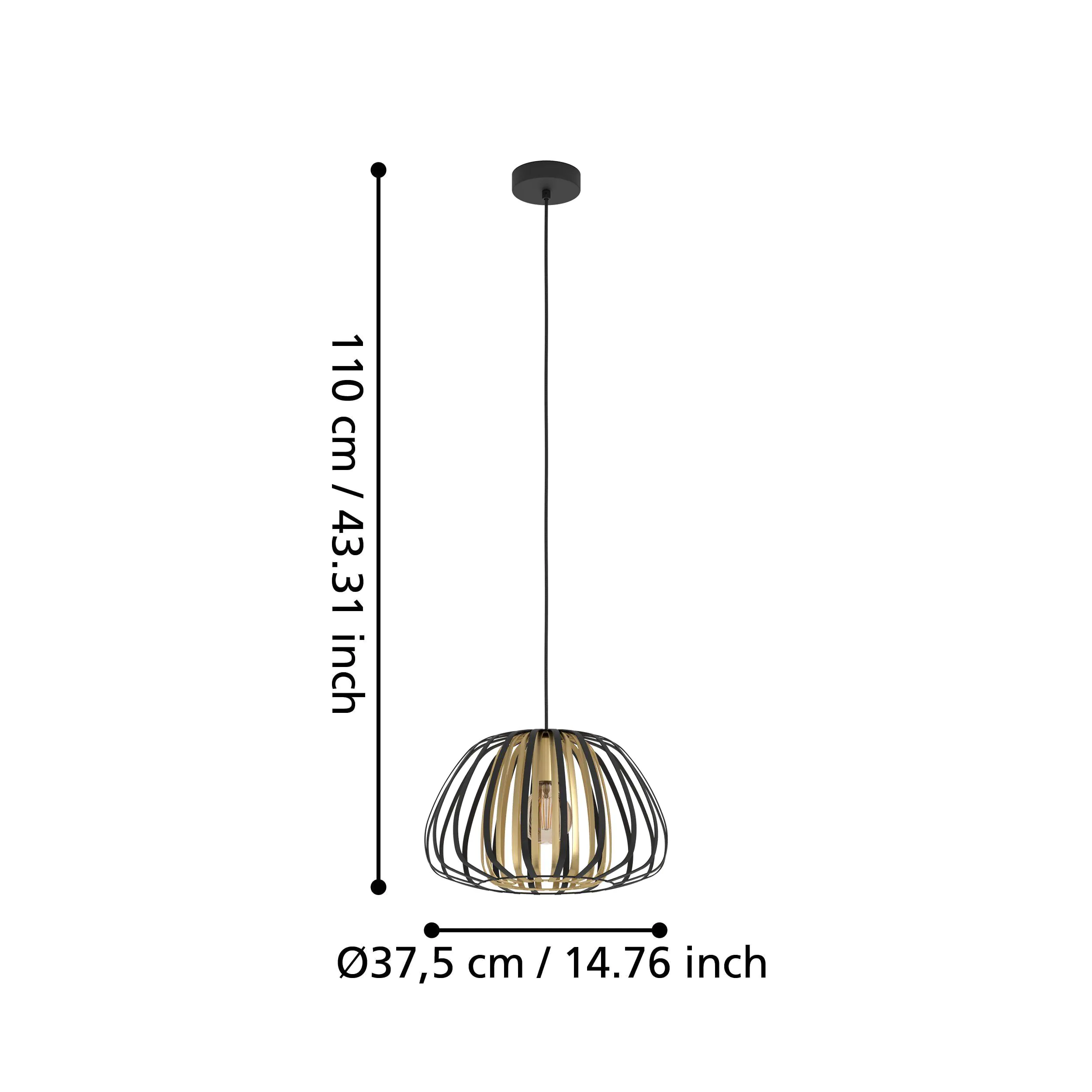 Eglo Hängeleuchte Encinitos schwarz gold 37,5 x 110 cm E27