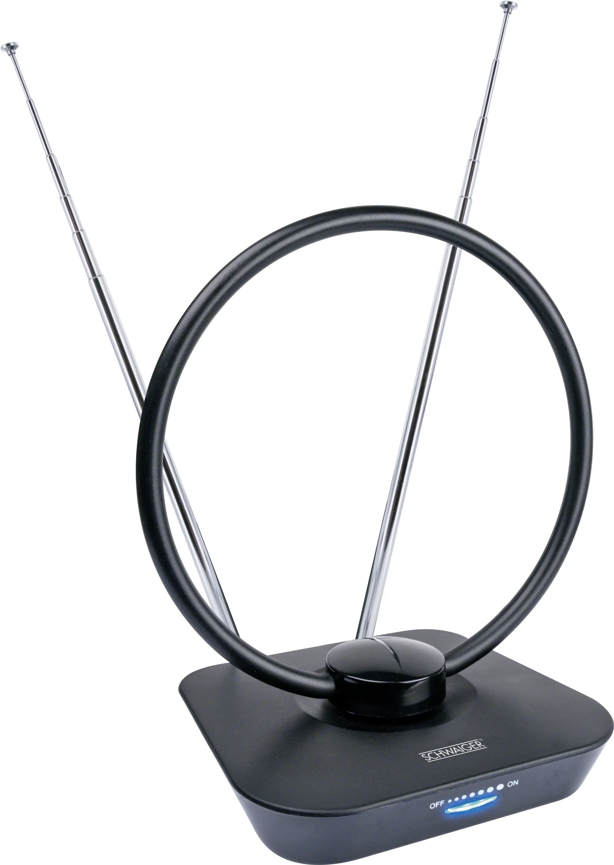 Schwaiger DVB-T2 Zimmerantenne ZA8960 013 schwarze Flachantenne für den Innenraum, aktiv