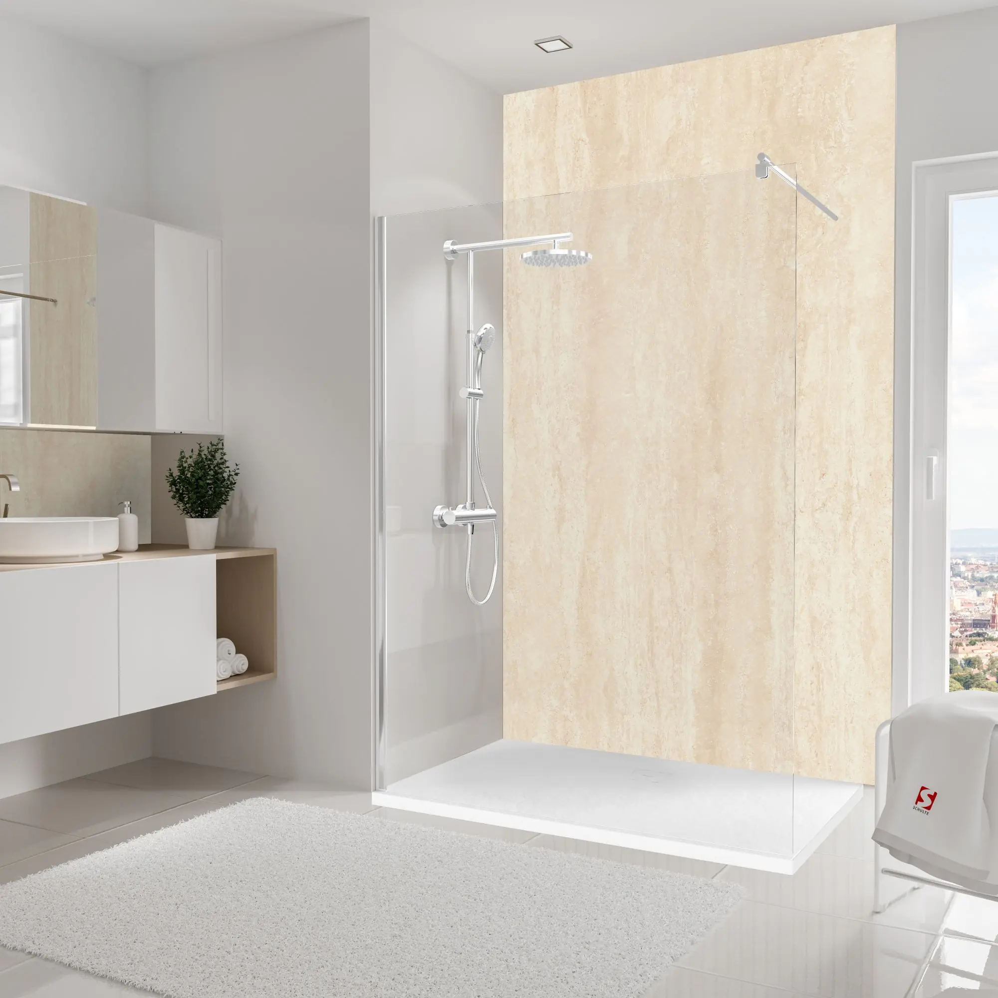 Schulte Duschrückwand DecoDesign Softtouch 150 x 255 cm Kalkstein beige