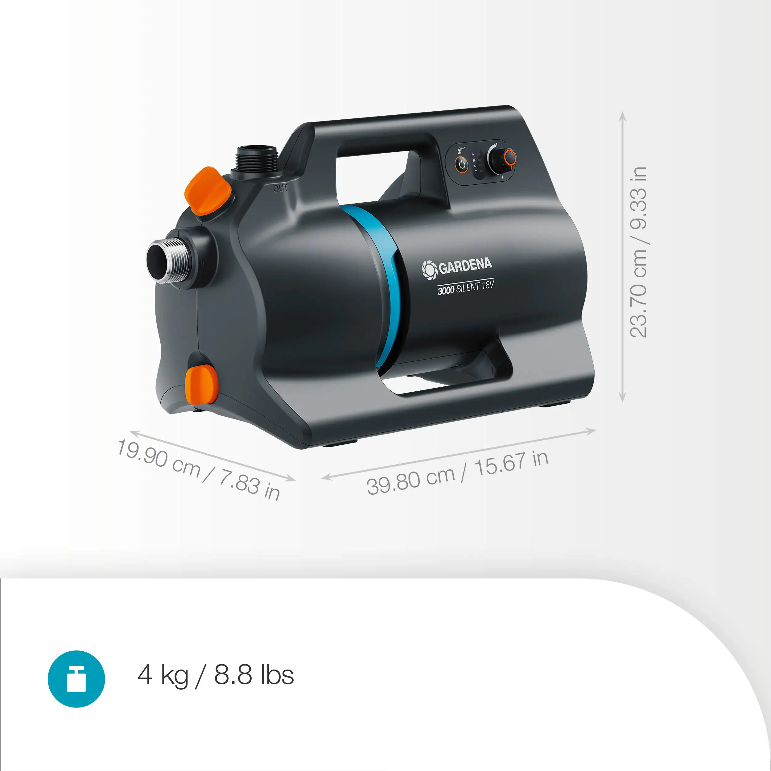 Gardena Akku-Gartenpumpe 3000 Silent 18V P4A Ready-To-Use Set