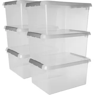Sunware Aufbewahrungsbox Comfort-Line mit Deckel 50 x 40 cm 36 L transparent 6er Set