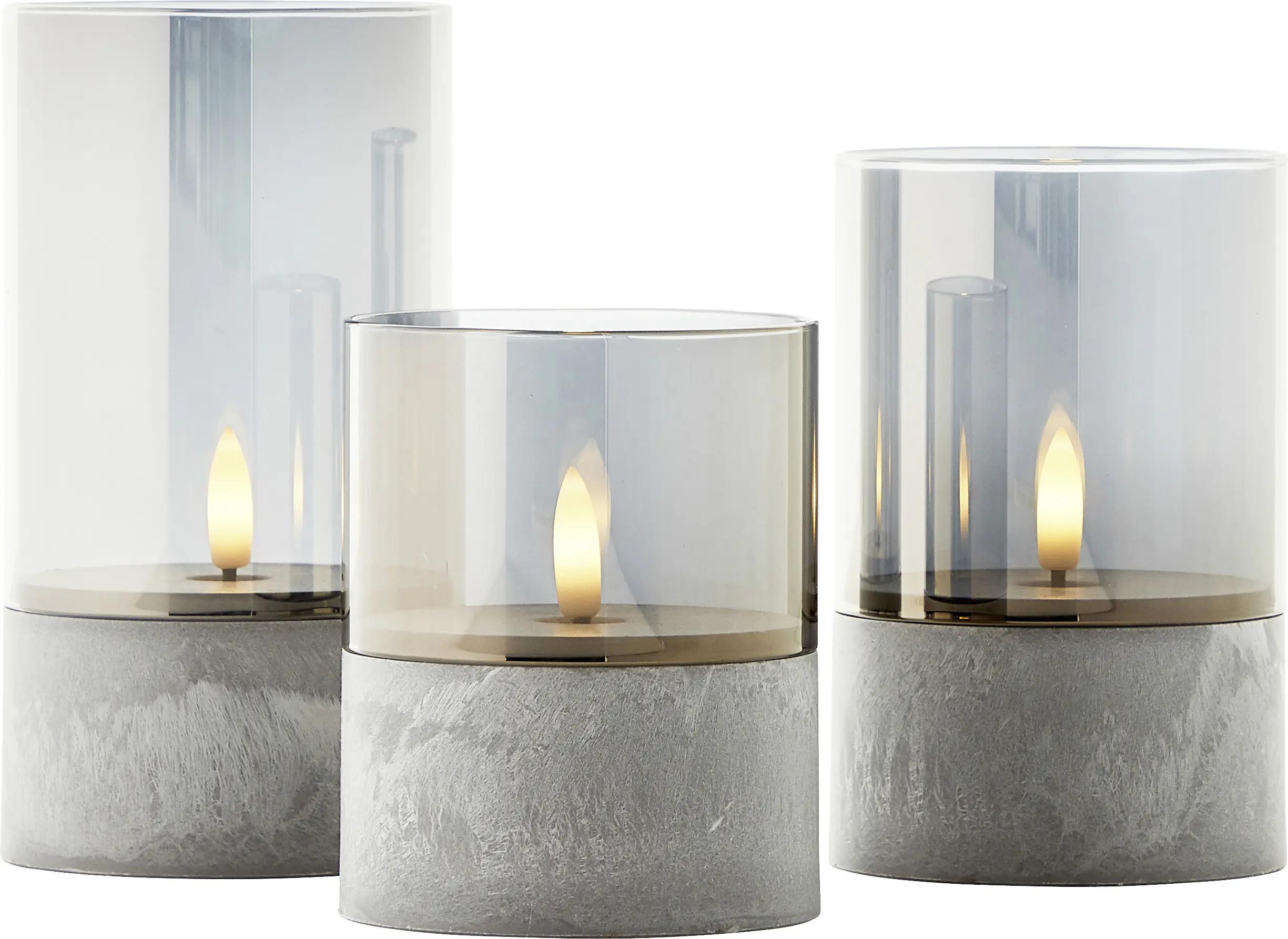 Brilliant LED Tischleuchten Kerzen Bougie grau rauchglas 3 Stück