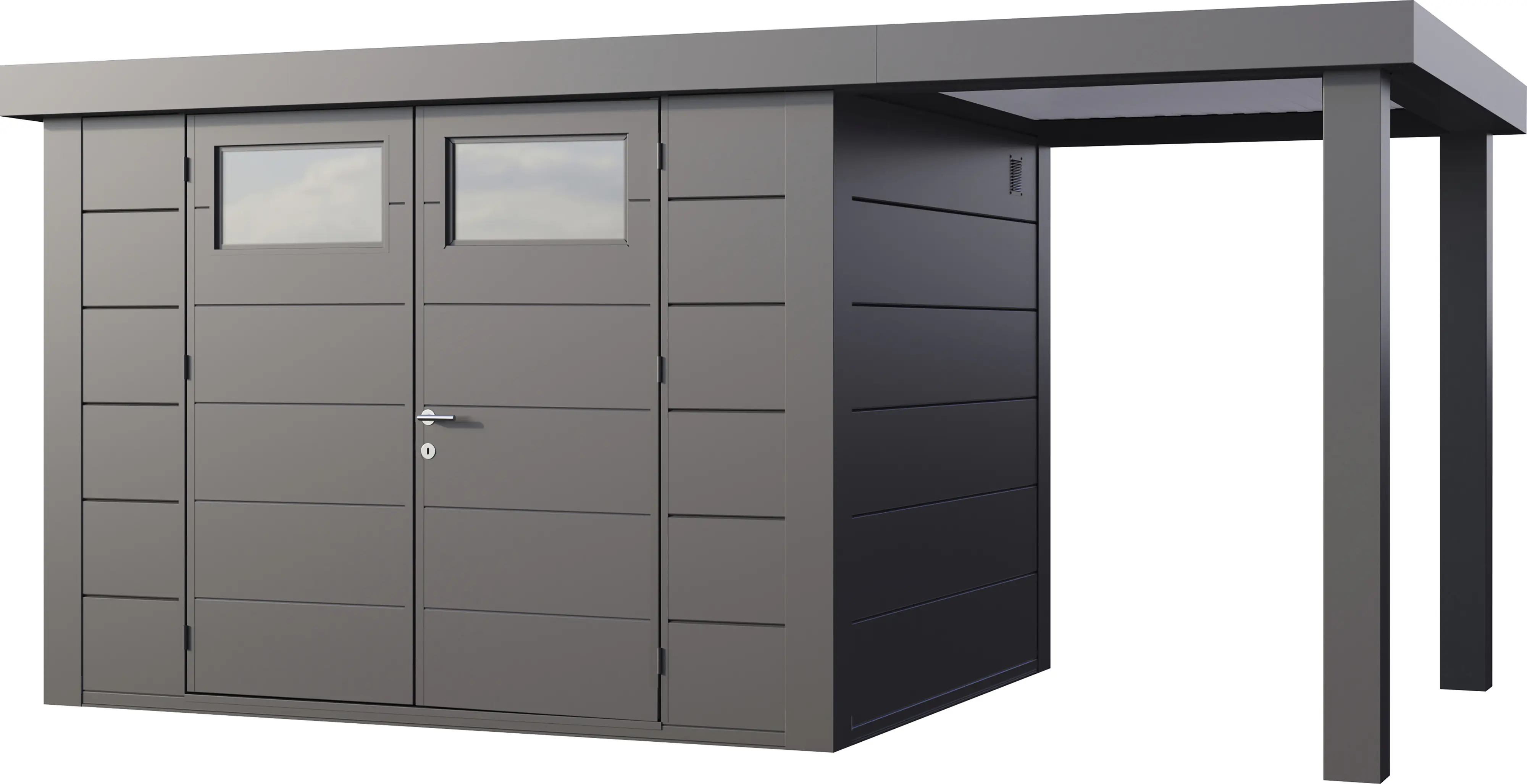 Telluria Gerätehaus Classico Open Lounge S 3024 rechts granitgrau 466 x 238 cm