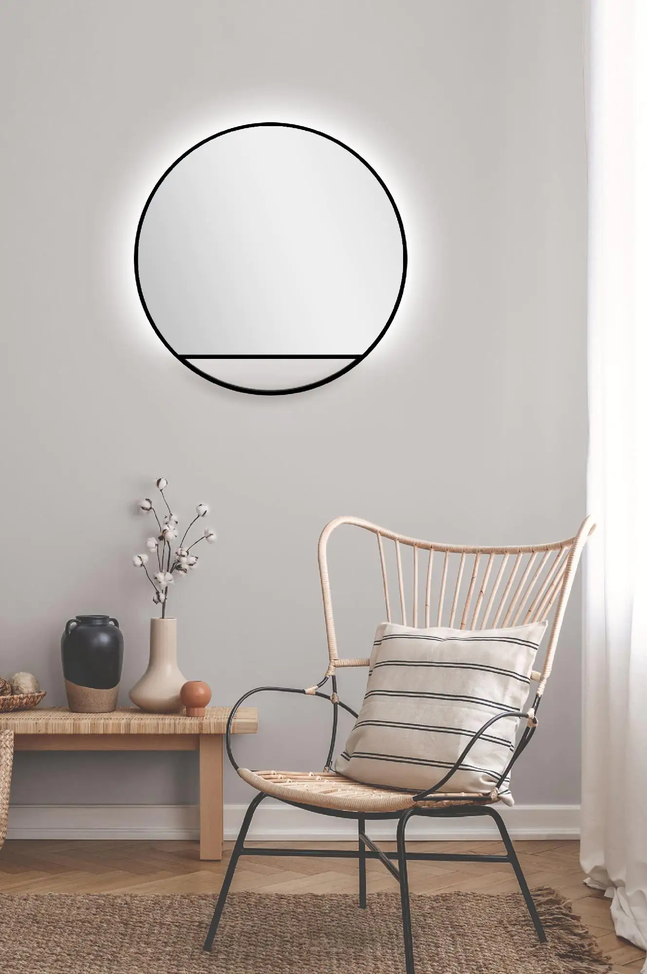 DSK LED Lichtspiegel Silver Cosmos Ø60 cm, schwarz