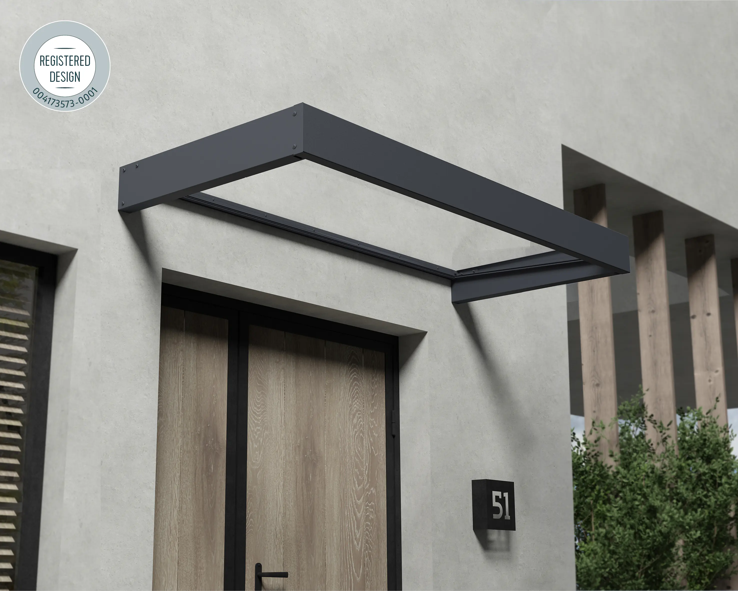 Canopia Vordach Sophia 2150  Grau Alu 215 x 95 cm