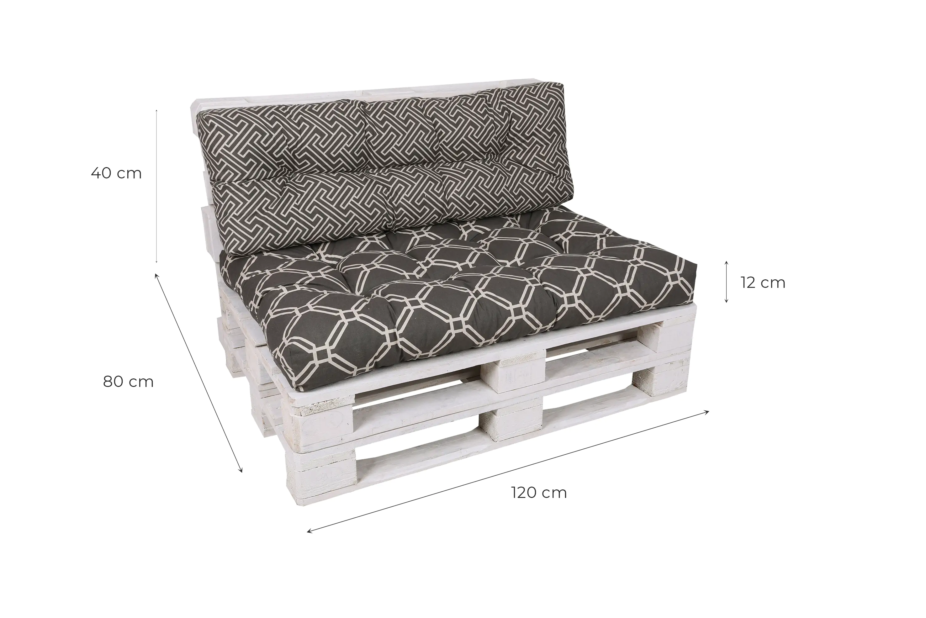 GO-DE Loungekissen-Set für Paletten 120 x 80 x 15 cm, grau, anthrazit