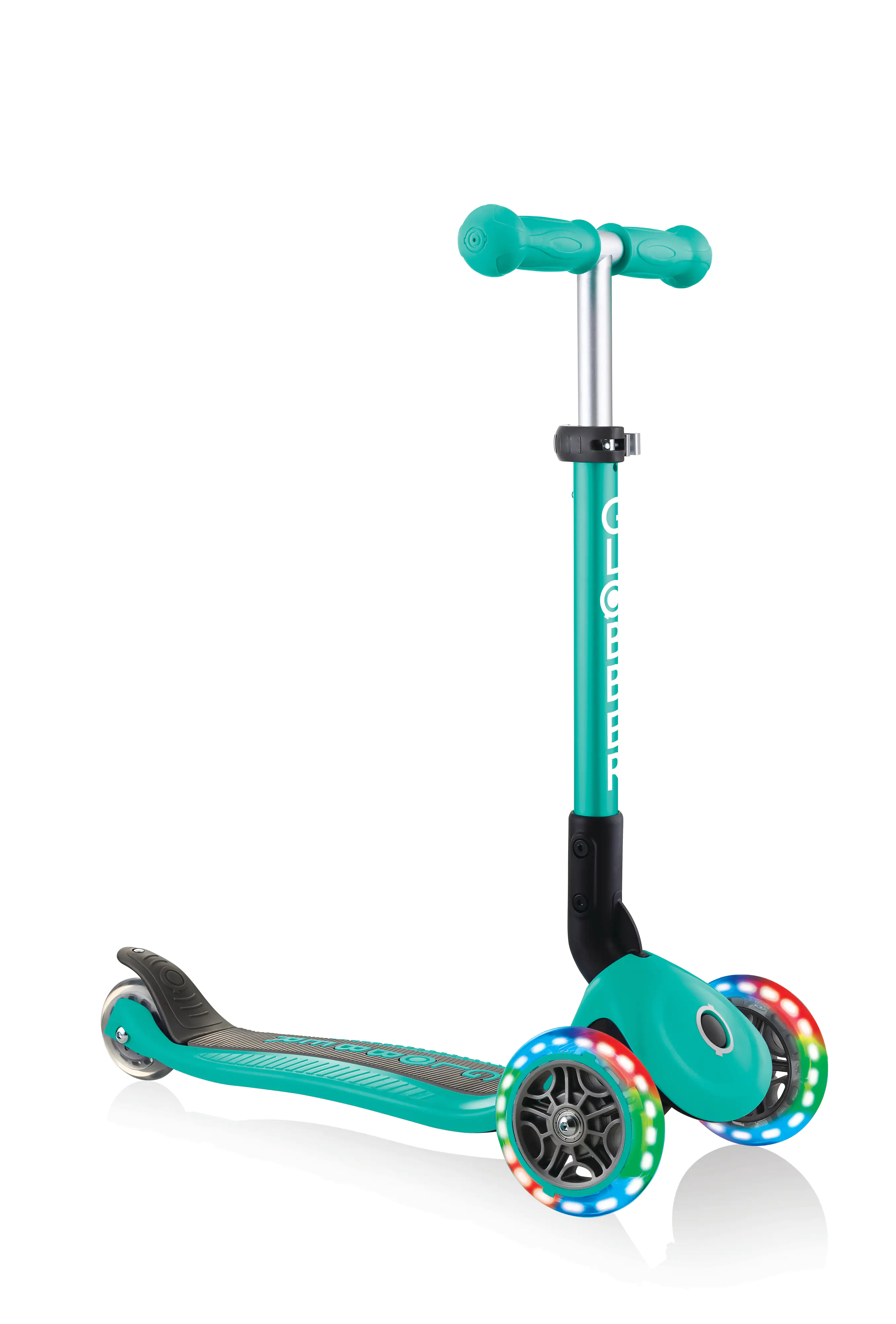 Globber Scooter Junior Foldable Lights türkis mit Leuchtrollen