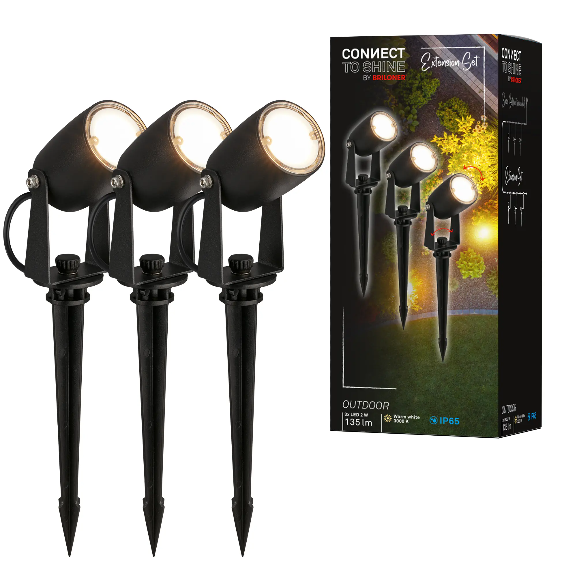Briloner LED Wegeleuchte Iris Connect to Shine 3er Erweiterungsset 3x2W warmweiß