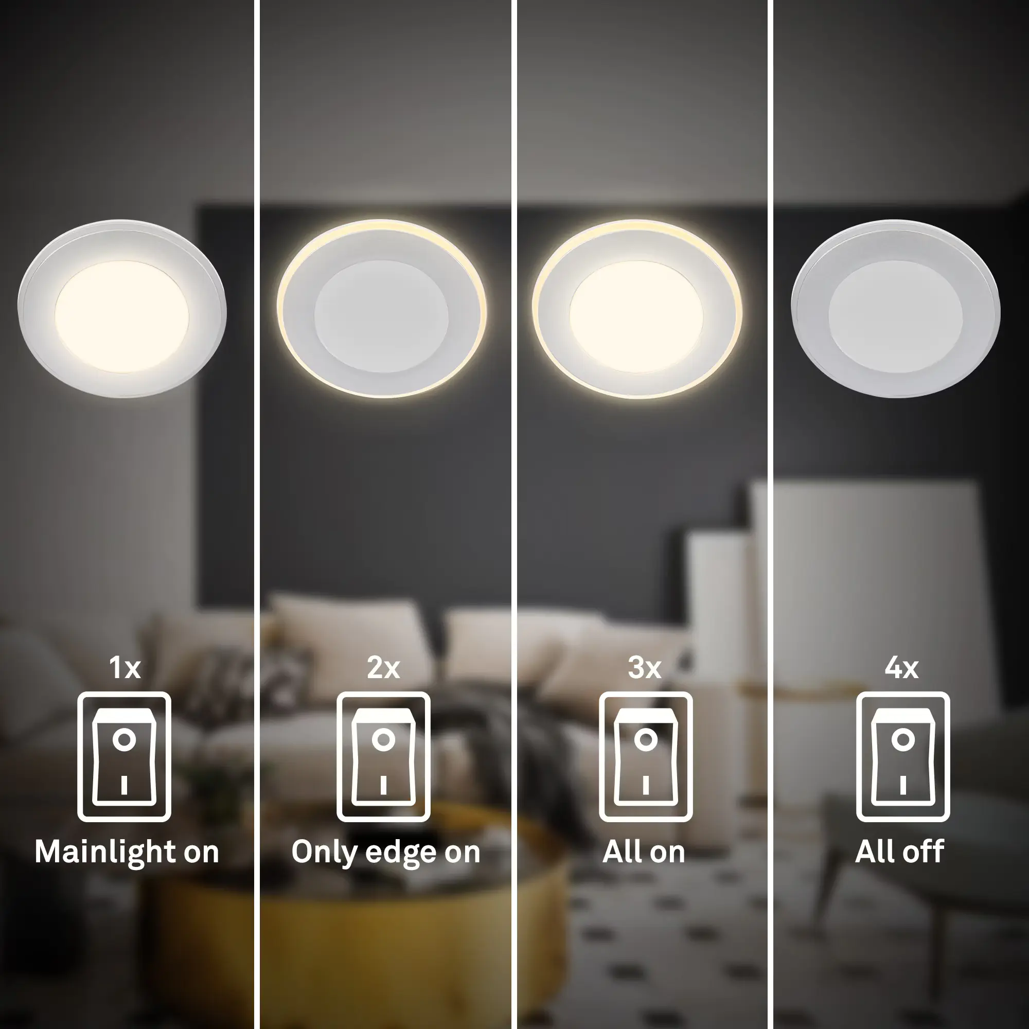 Briloner LED-Einbauleuchten 3er Set 4,9W 425lm chrom-matt Nachtlicht