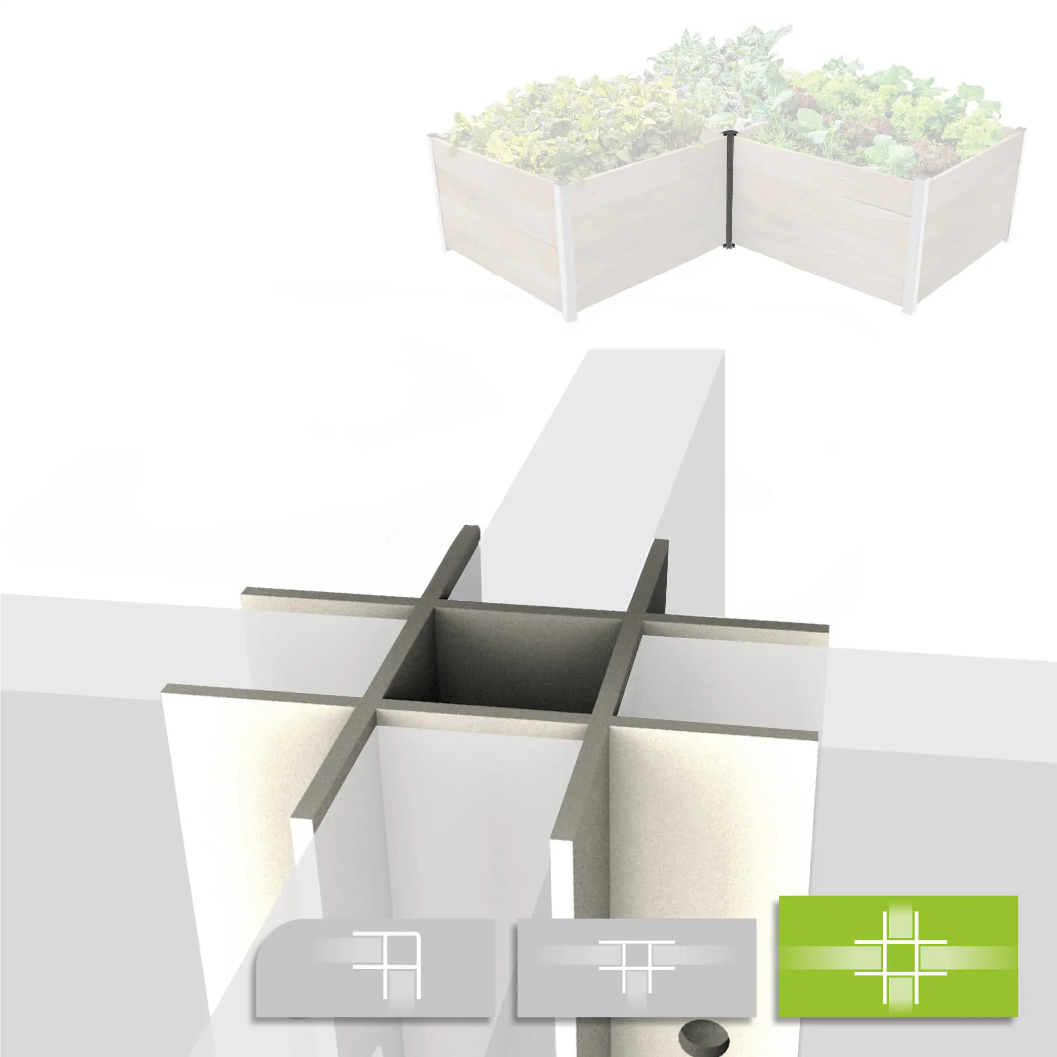 Biogreen Aluminium Kreuzprofil für ErnteMAXX Hochbeet 925 mm