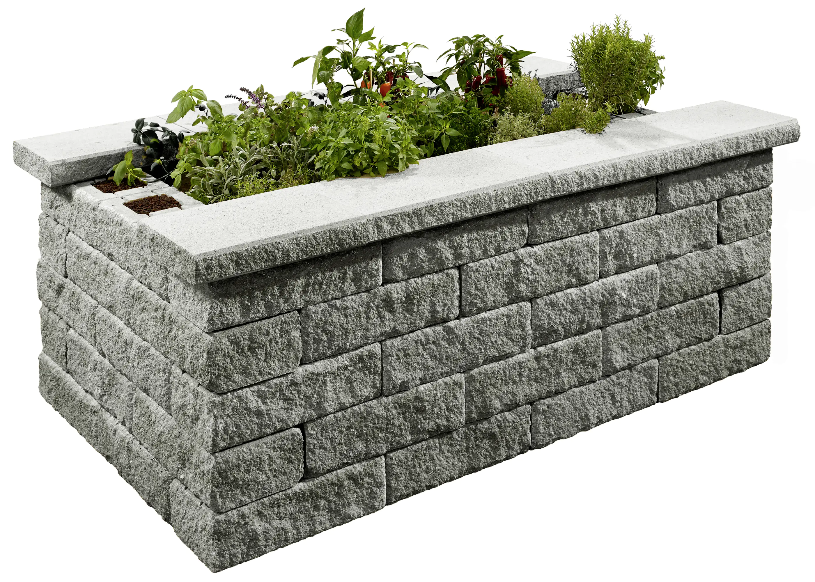 Kann Hochbeet-Set 1 Bruchstein 200 x 125 x 81 cm grau
