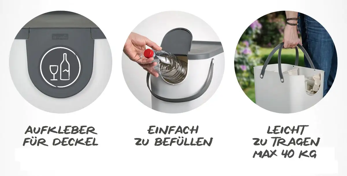 Rotho Mülltrennungssystem Albula 25 L mistletoe green Recyclingbehälter