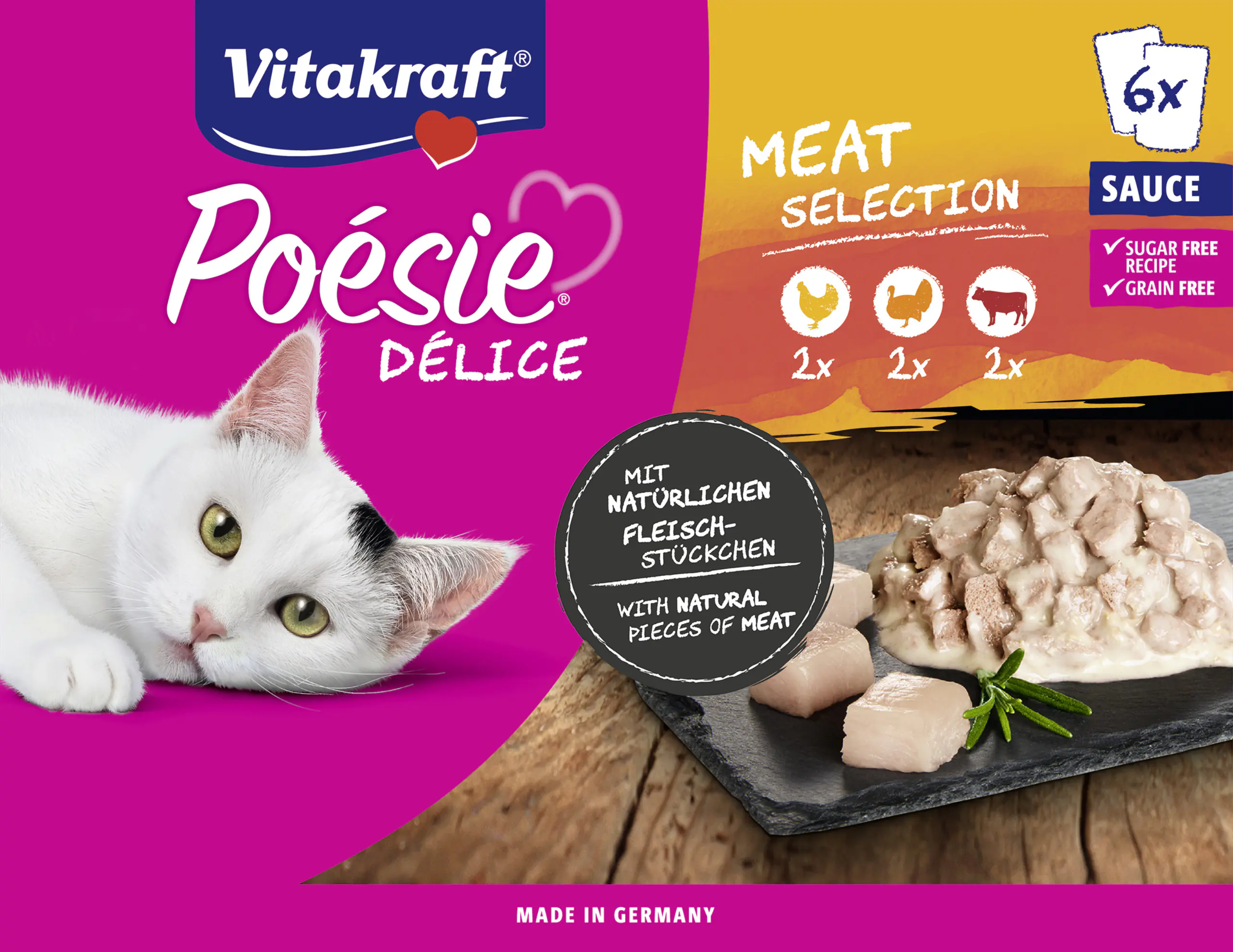 Vitakraft Poésie Katzenfutter Délice Meat Selection Sauce 6 x 85 g