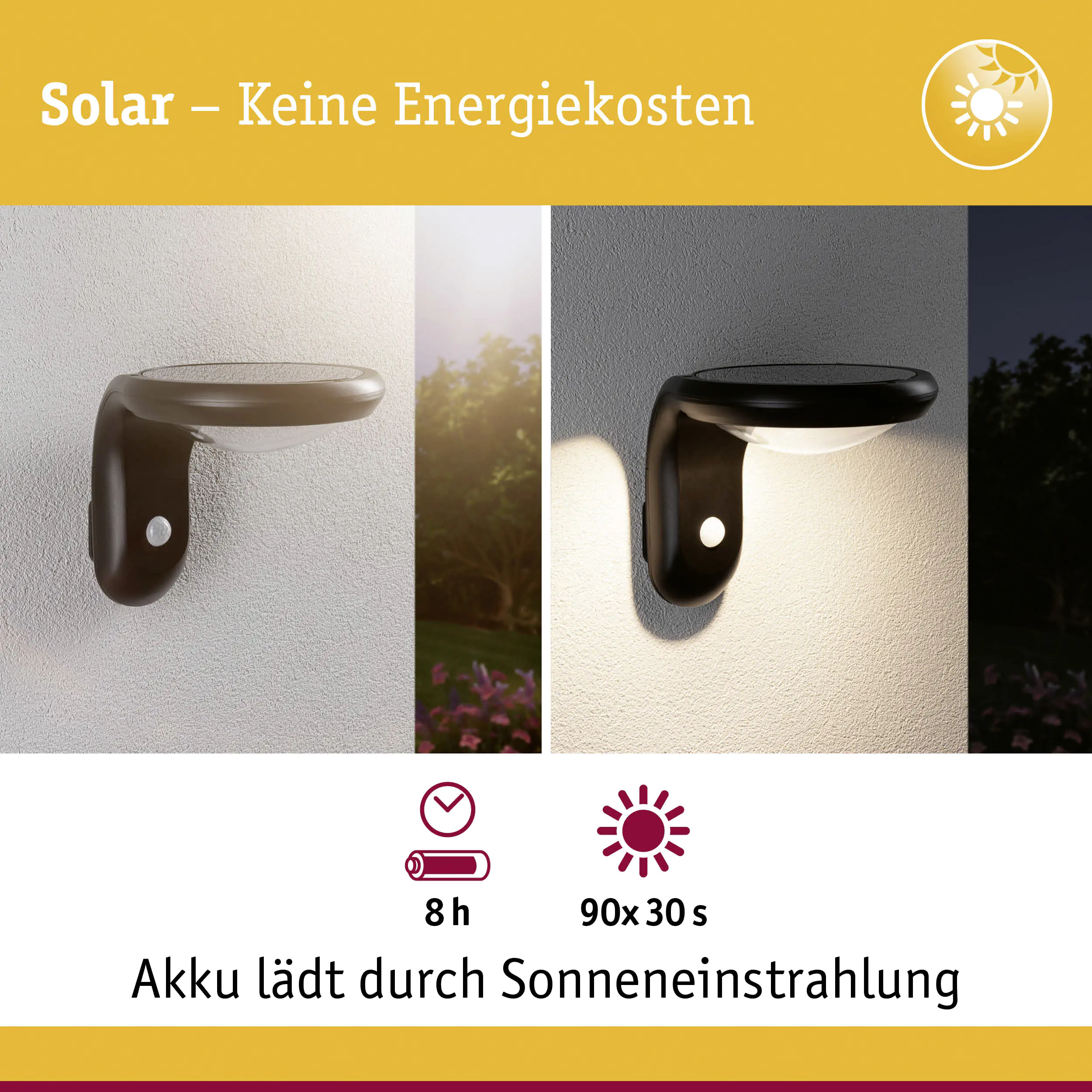 Paulmann Solar-Wandleuchte Diskola anthrazit warmweiß mit Bewegungsmelder