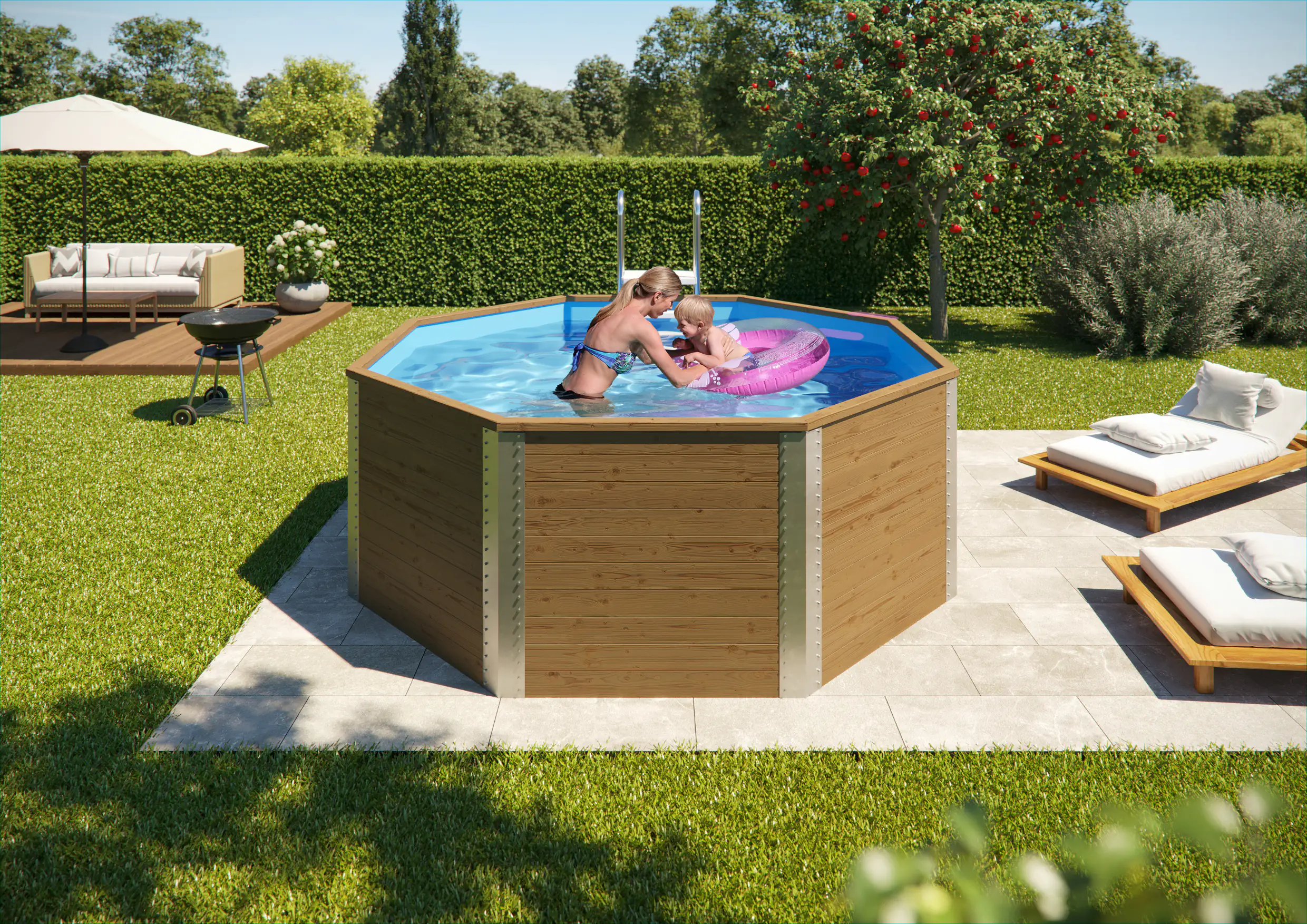 Weka Massivholzpool-Set Antigua Ø 325 x 116 cm inkl. Filteranlage
