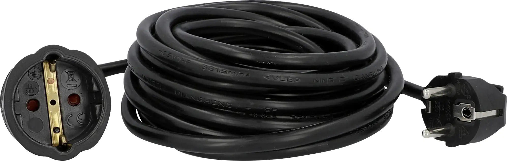 Unitec Verlängerungskabel Innen 5 Meter H05VV-F 3G1,5, schwarz