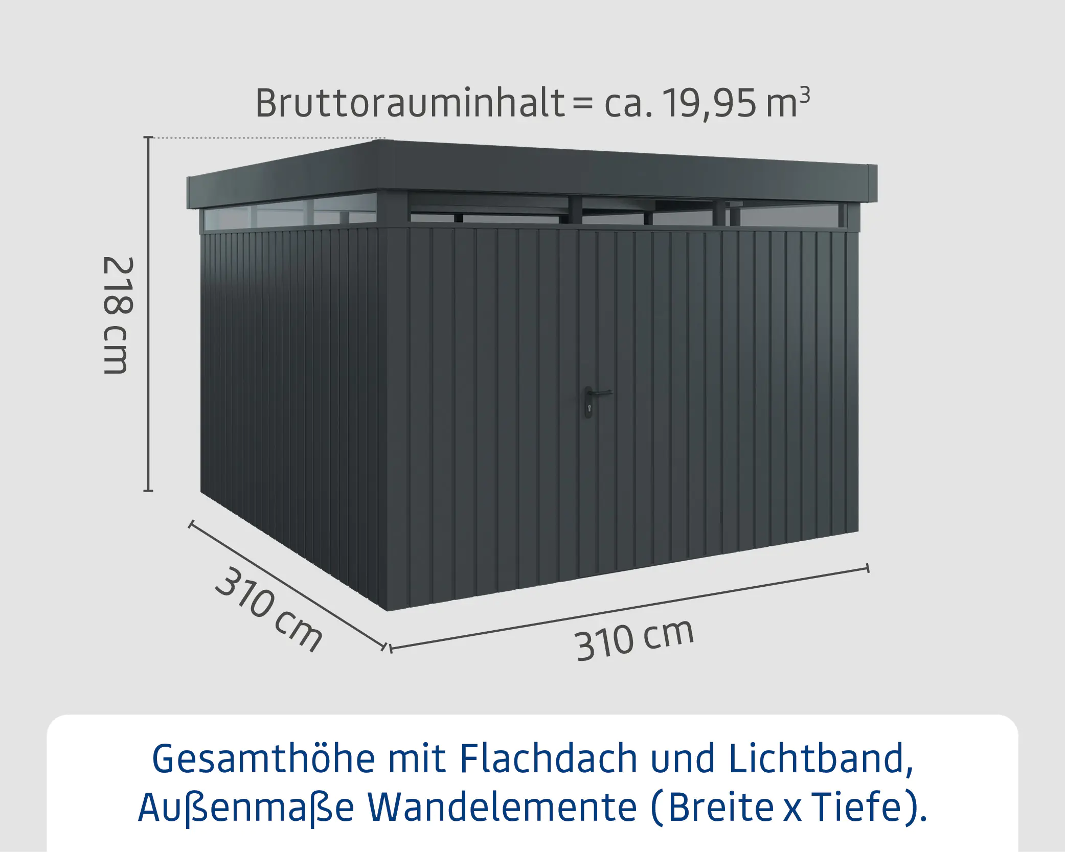 EcoStar Metallgerätehaus Euroline EFD14 LB anthrazit 310 x 310 cm 1-flg.