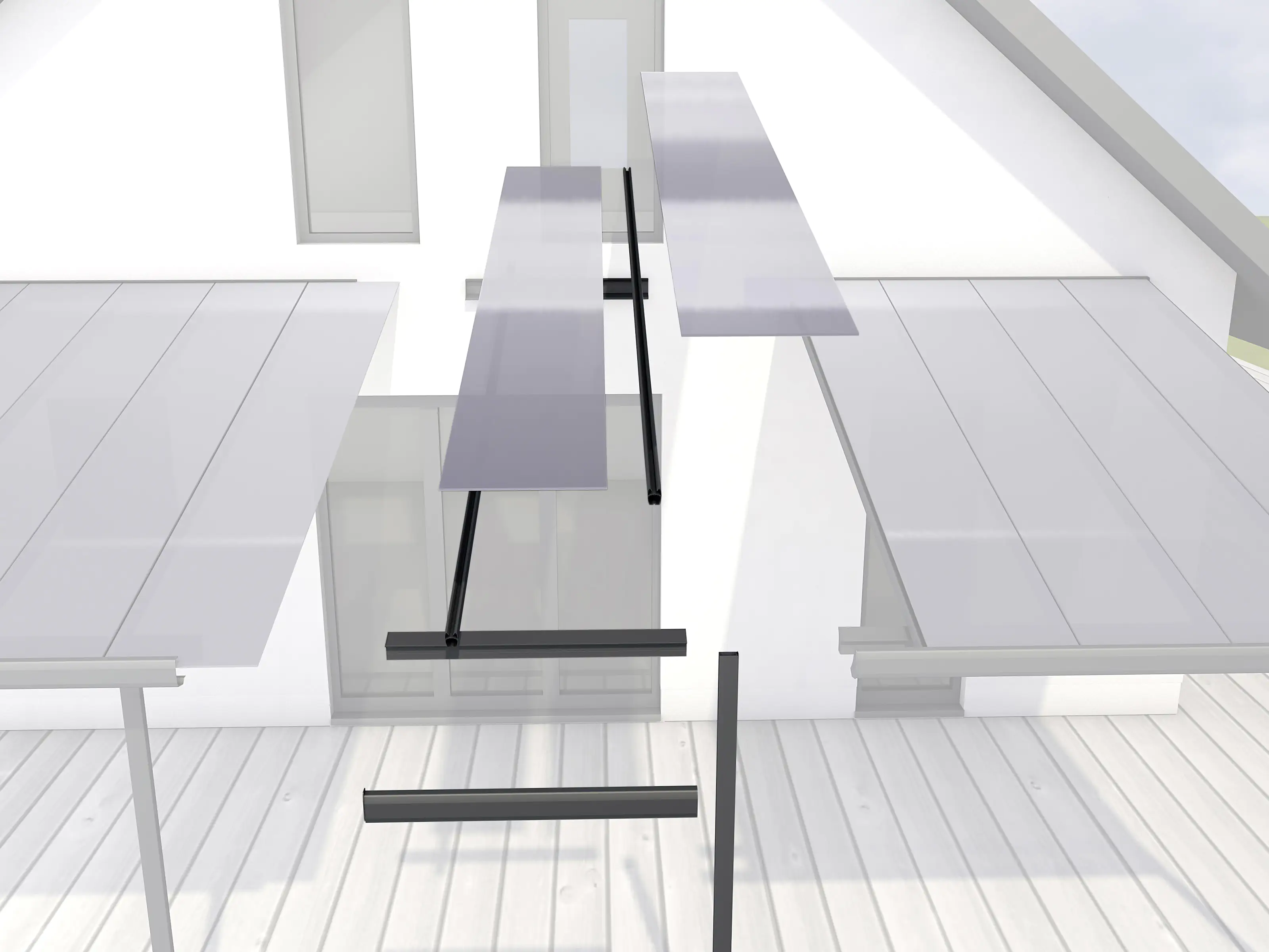 Gutta Terrassendach EW-Satz 120x306cm anthrazit
