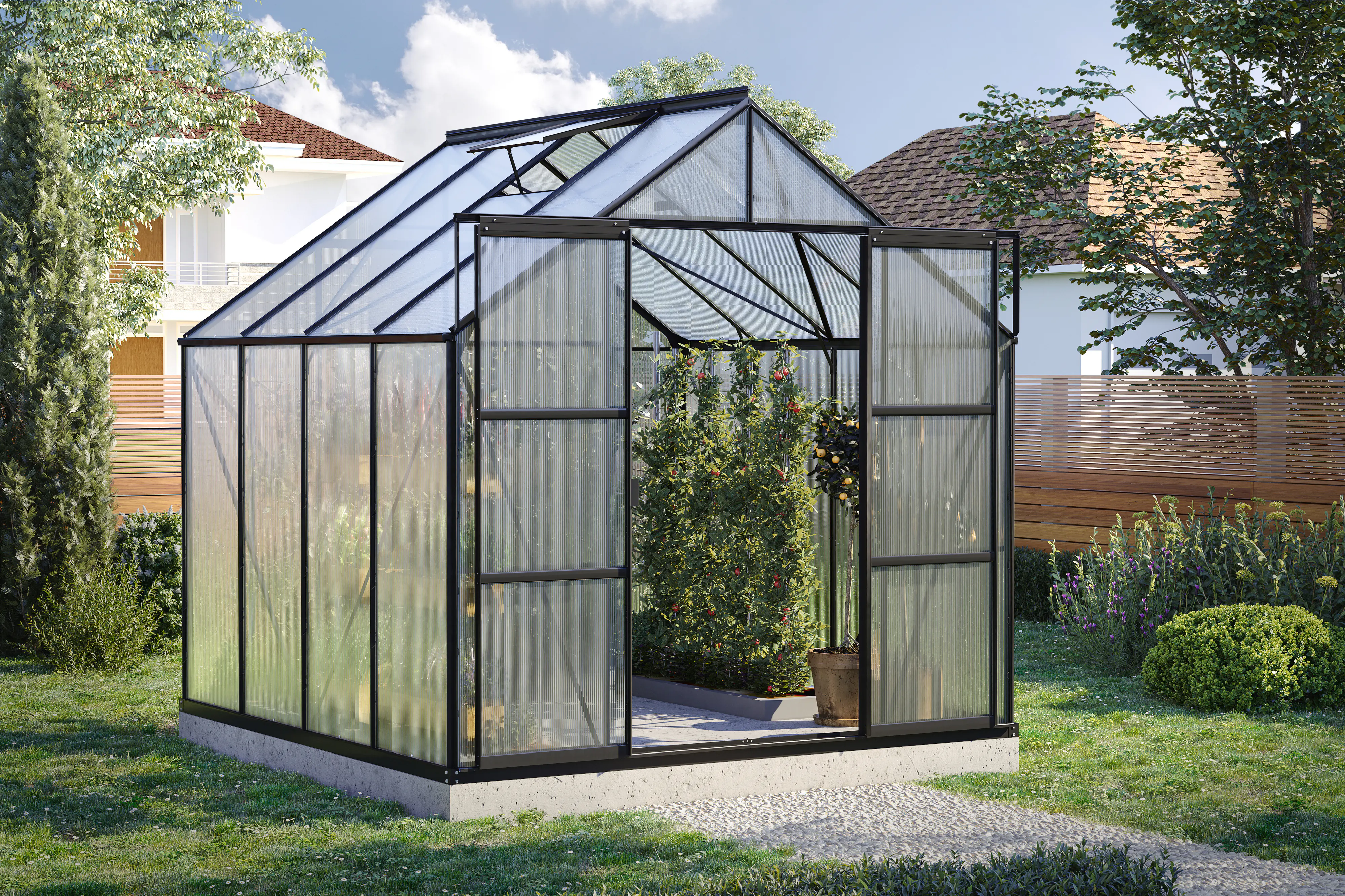 Vitavia Gewächshaus-Set Uranus 6700 HKP 4 mm schwarz 254 x 254 cm 