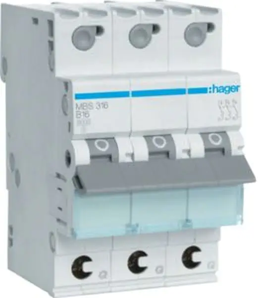 Hager Leitungsschutzschalter B 16A 3-polig MBS316 QuickConnect