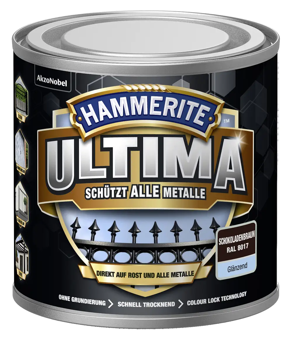 Hammerite Metallschutzlack ULTIMA glänzend schokoladenbraun RAL 8017 250 ml
