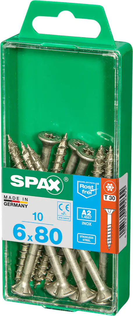 Spax Universalschrauben 6.0 x 80 mm TX 30 - 10 Stück Edelstahl