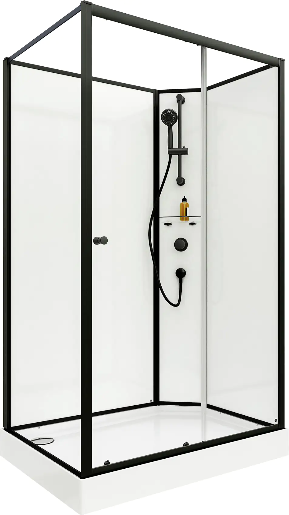 Breuer Komplettdusche BR 100 Schiebetür + Seitenwand re 80x120x204 cm, Schwarz, Klarglas hell